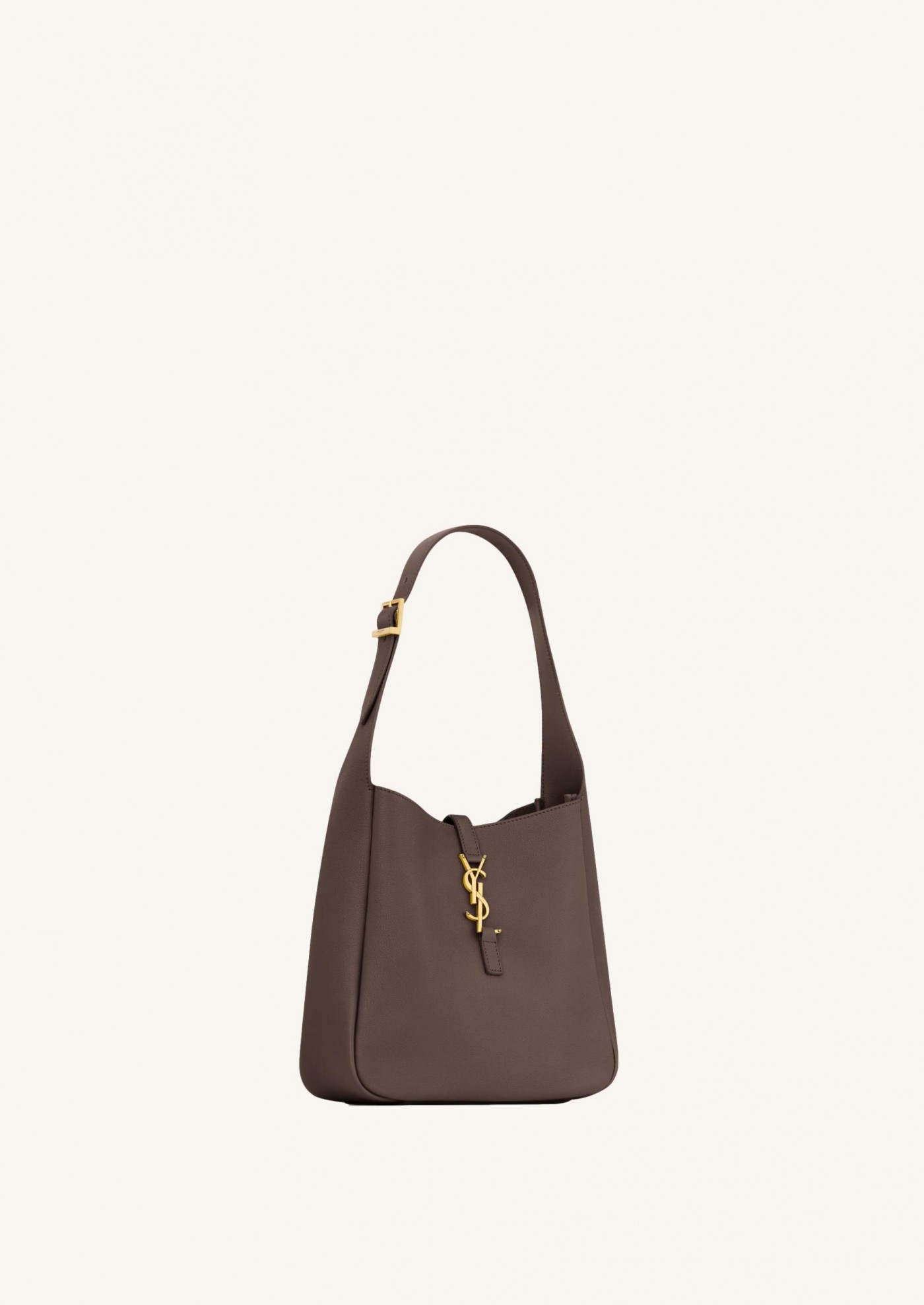 Le 5 à 7 small en cuir grainé chocolat Saint Laurent