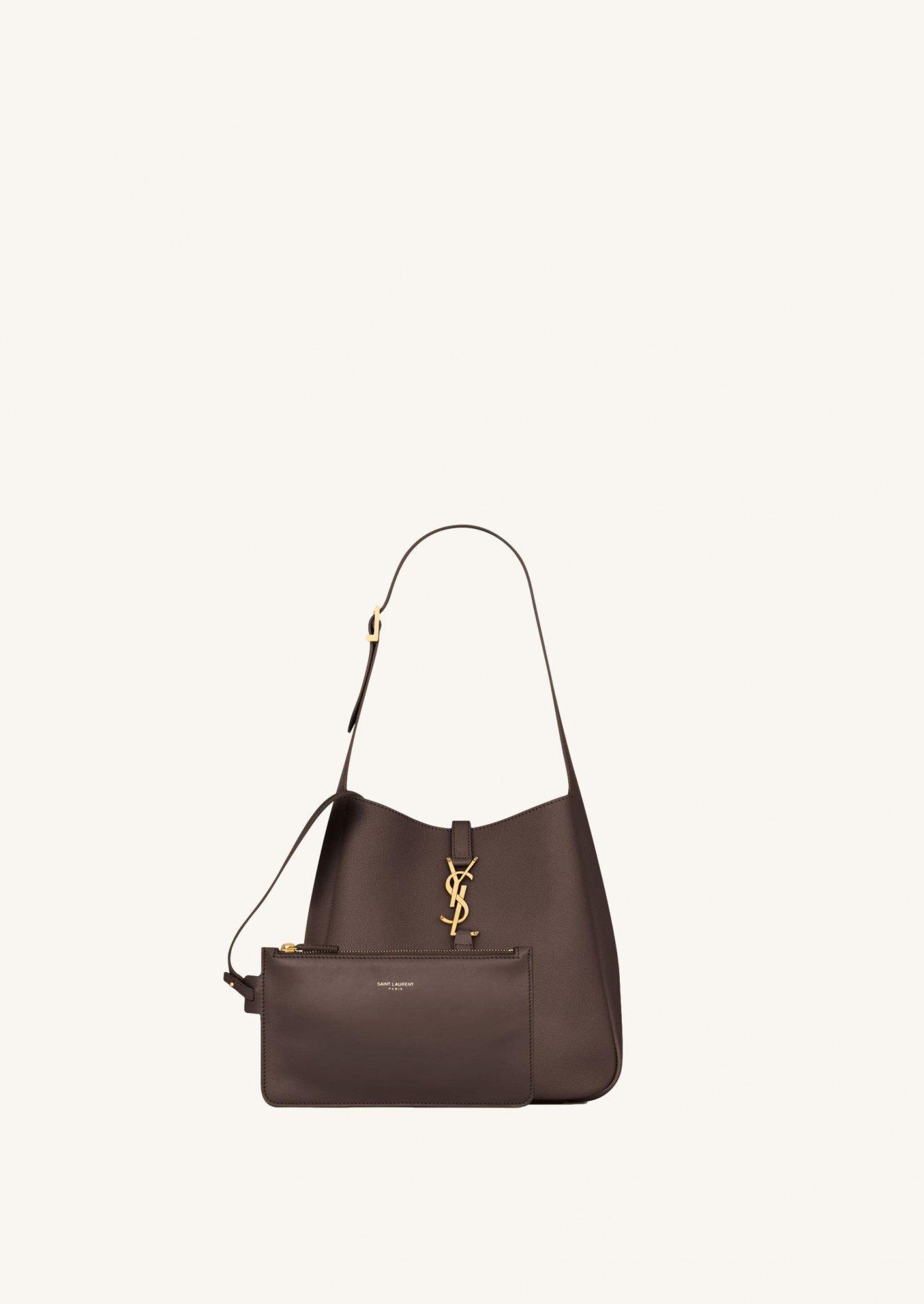 The 5 à 7 small in chocolate grained leather Saint Laurent