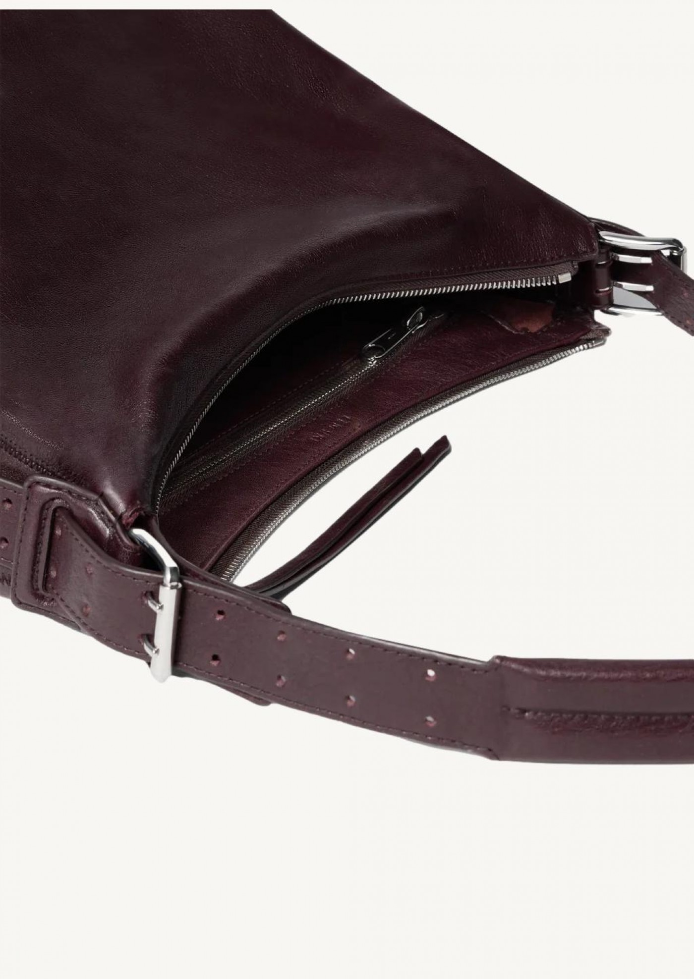 Sac belted hobo petit modèle en cuir chianti Lemaire