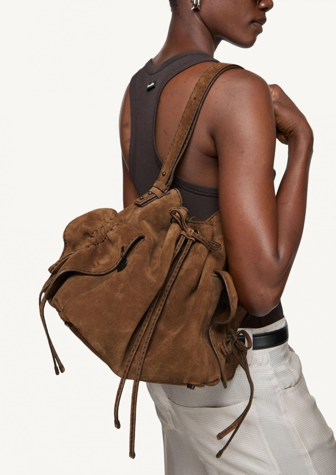 Multi-pocket bucket bag in suede Acne Studios