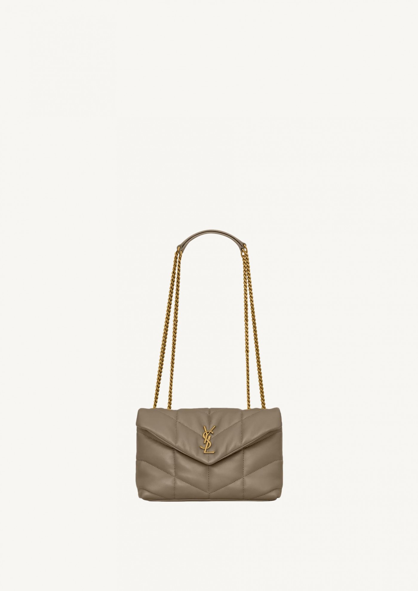 Puffer Toy en cuir d'agneau taupe plaza