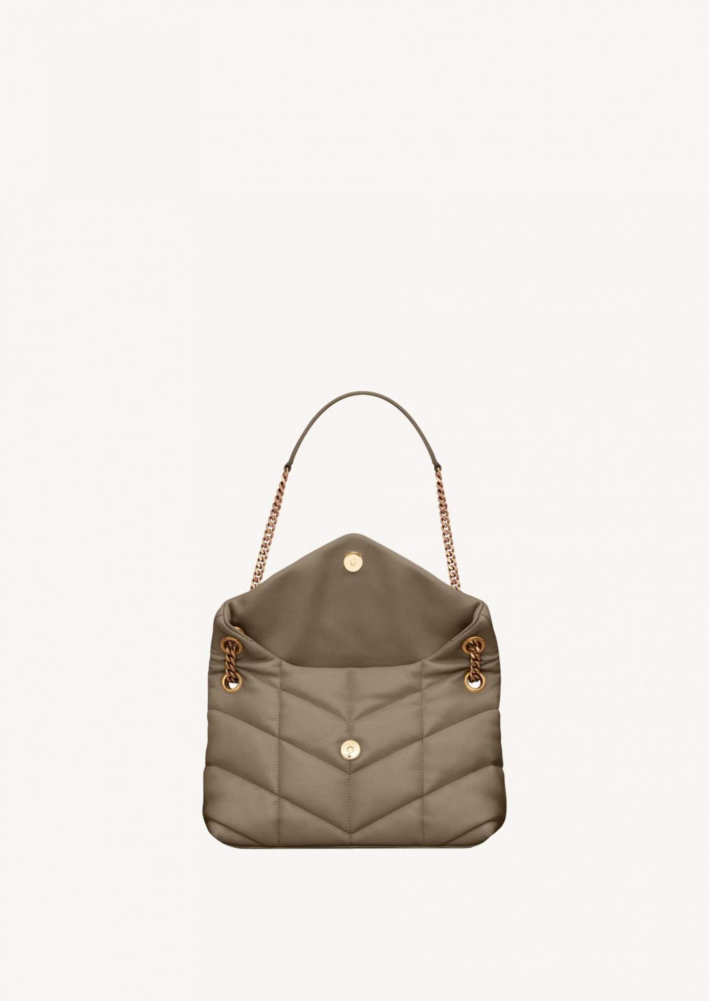 Puffer small en light taupe Saint Laurent