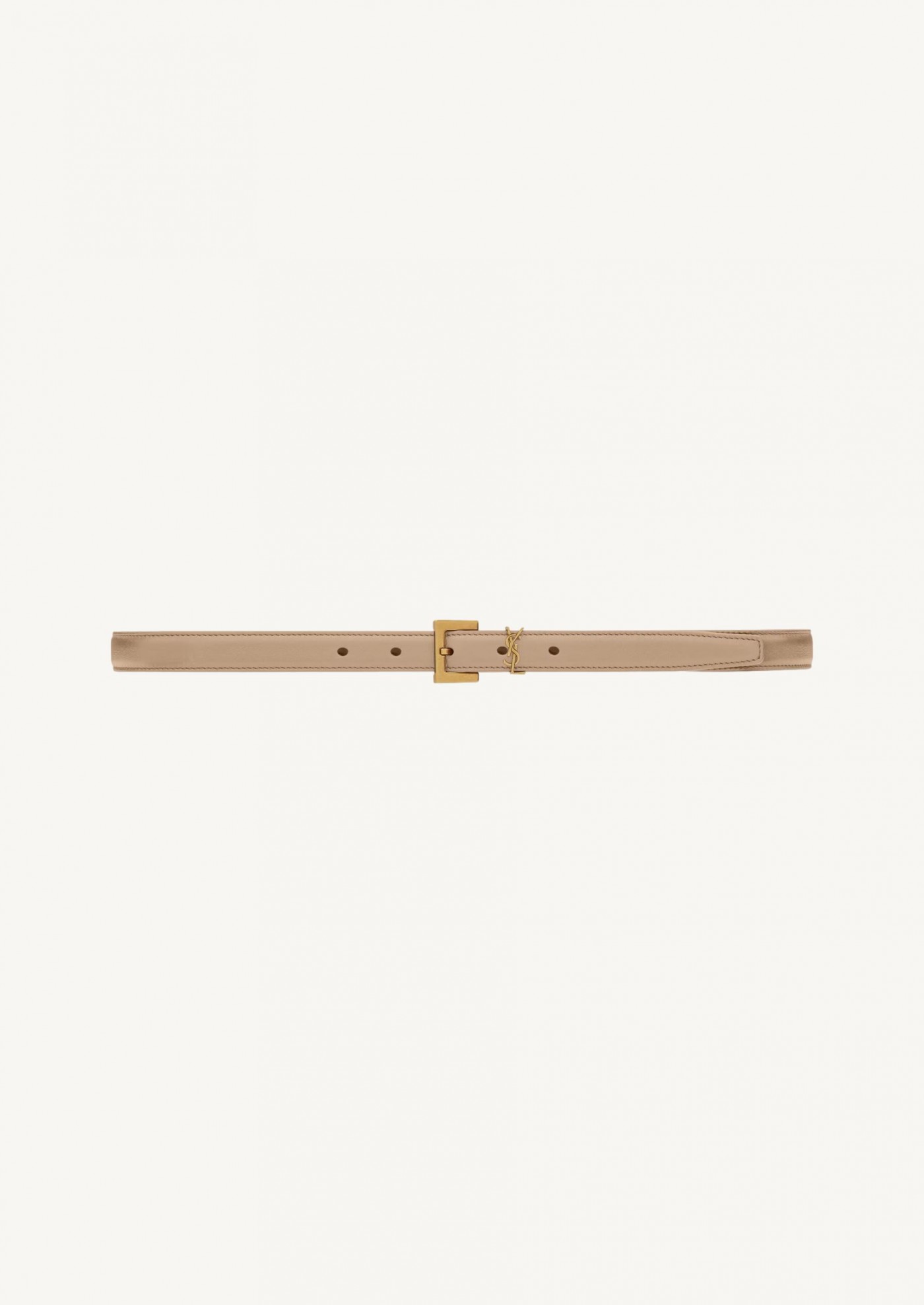 Fine ceinture Cassandre dark beige / or Saint Laurent