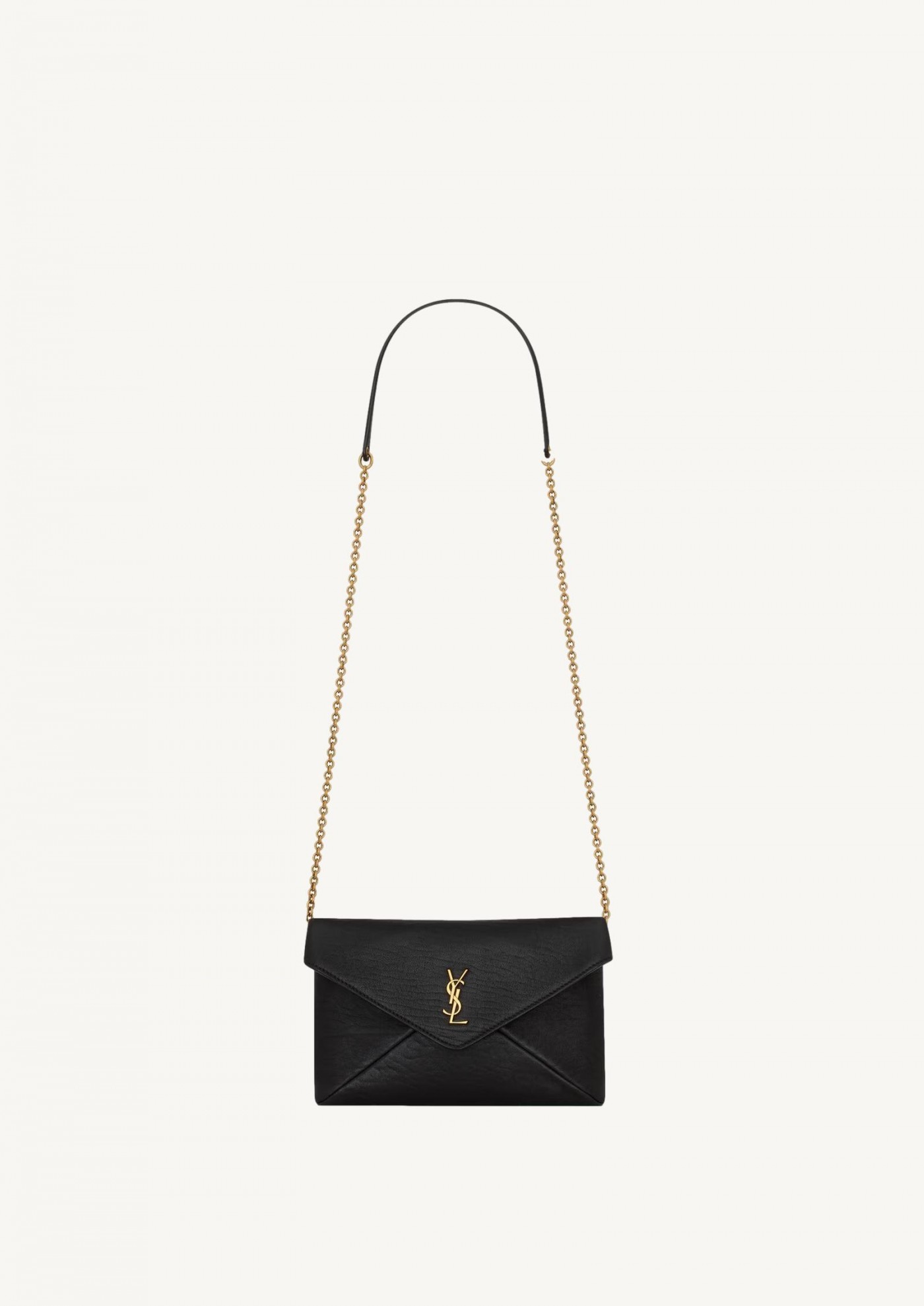 Cassandre petite pochette à chaine en cuir d'agneau NOIR