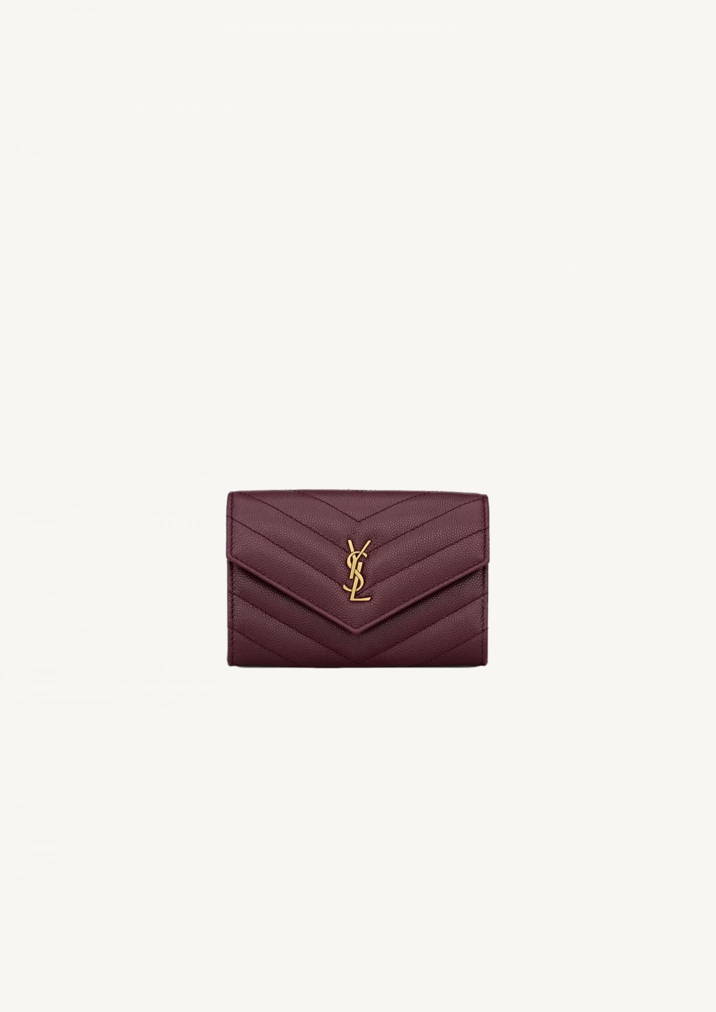CASSANDRE leather wallet GRAIN DE POUDRE CABERNET RED Saint Laurent