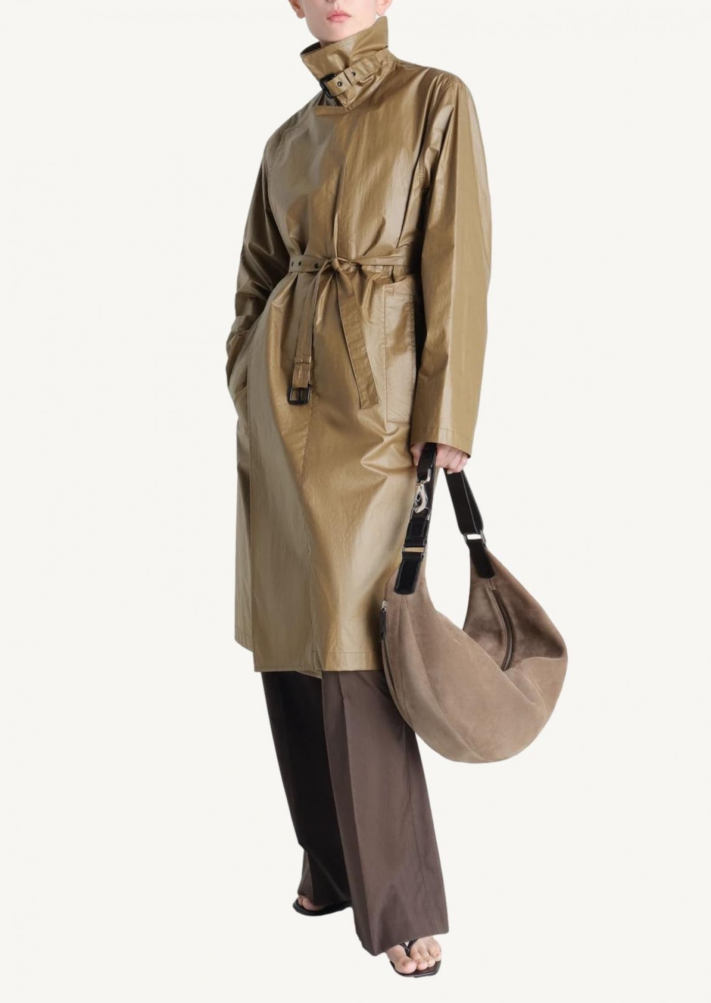 Trench en toile enduite kaki