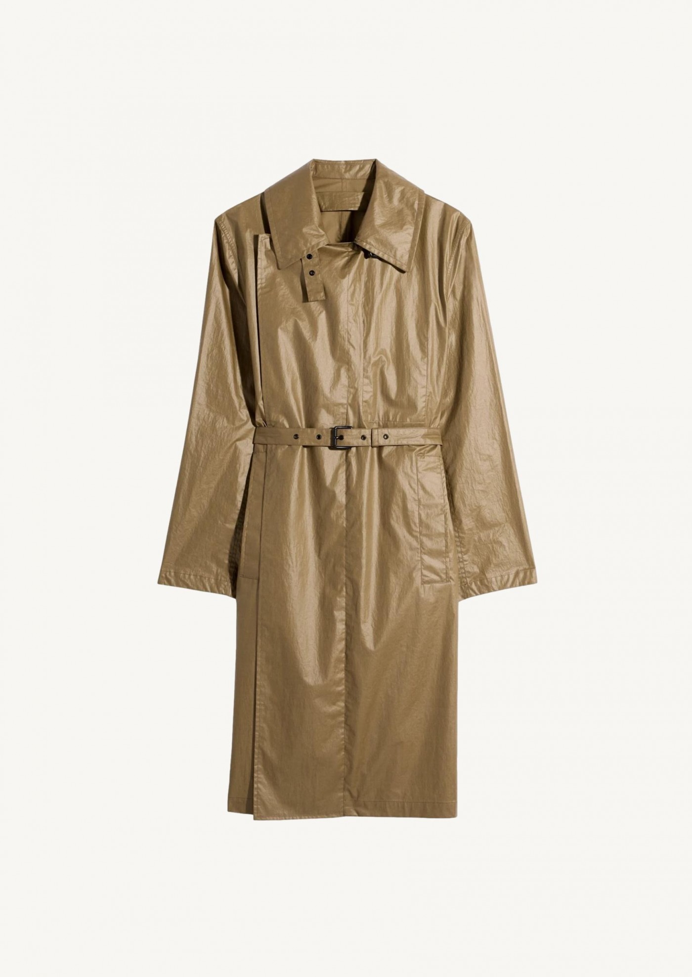 Khaki coated canvas trench coat Lemaire