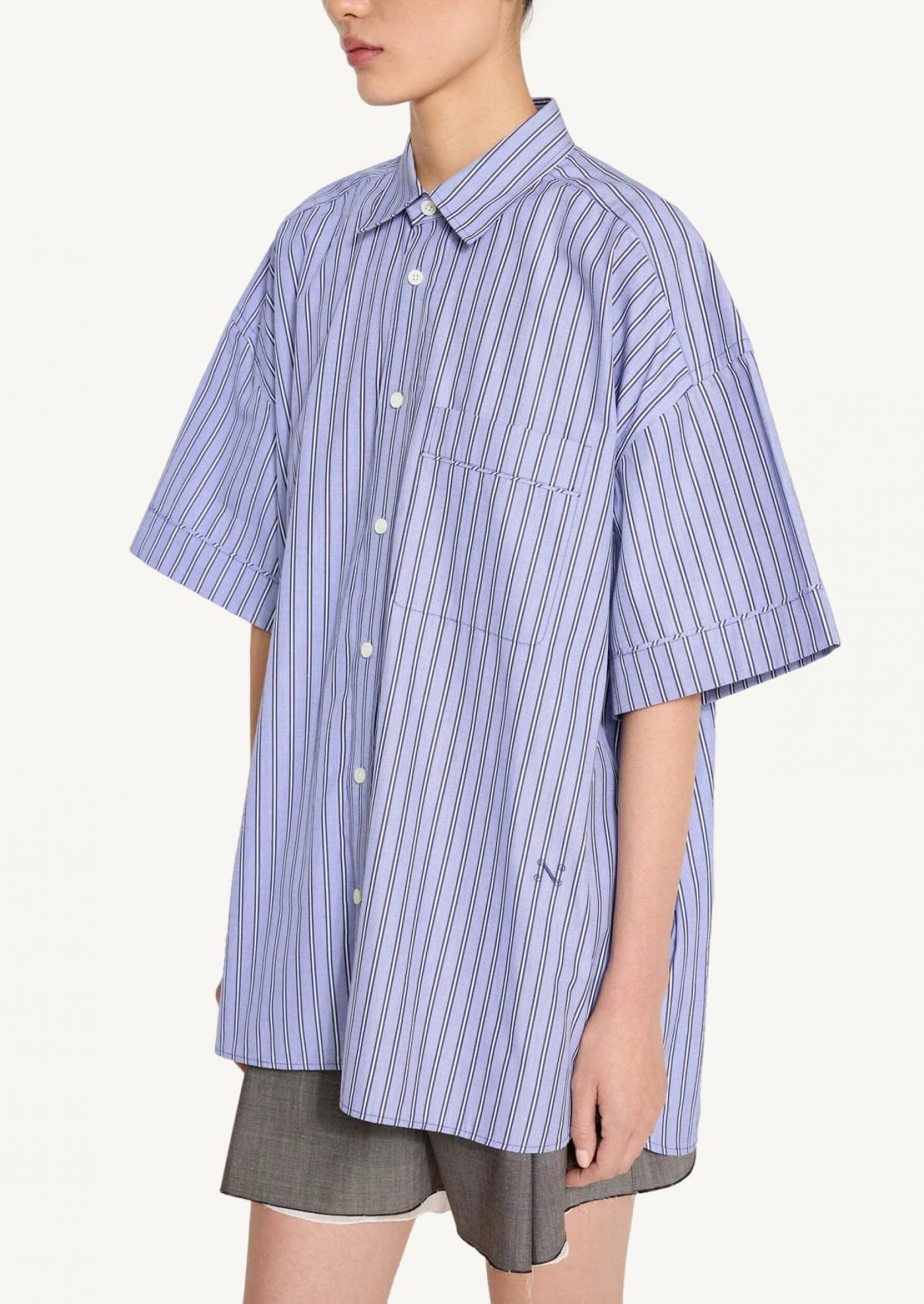 Navy stripe Dad's Shirt Nackiye