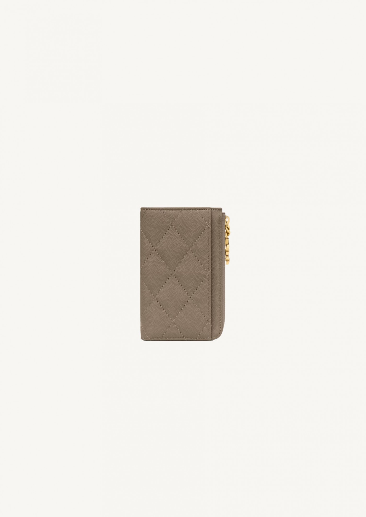 CASSANDRE BIJOU porte-cartes zippé en cuir TAUPE