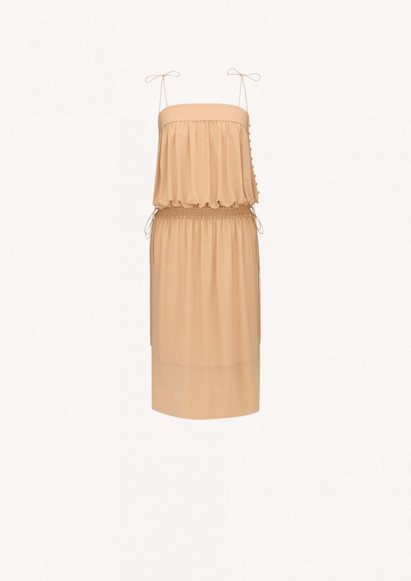 Robe midi ballon en crêpe de Chine de soie