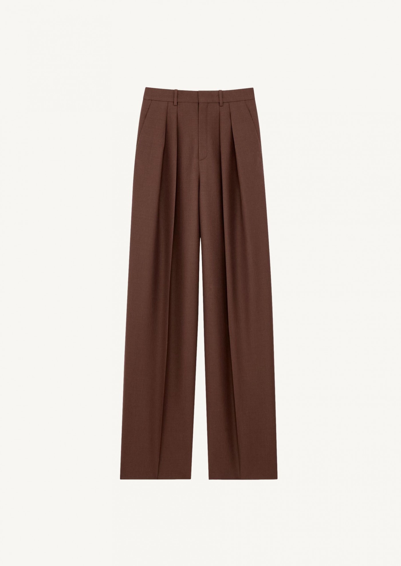 Pantalon ample en laine et mohair chocolat Saint Laurent