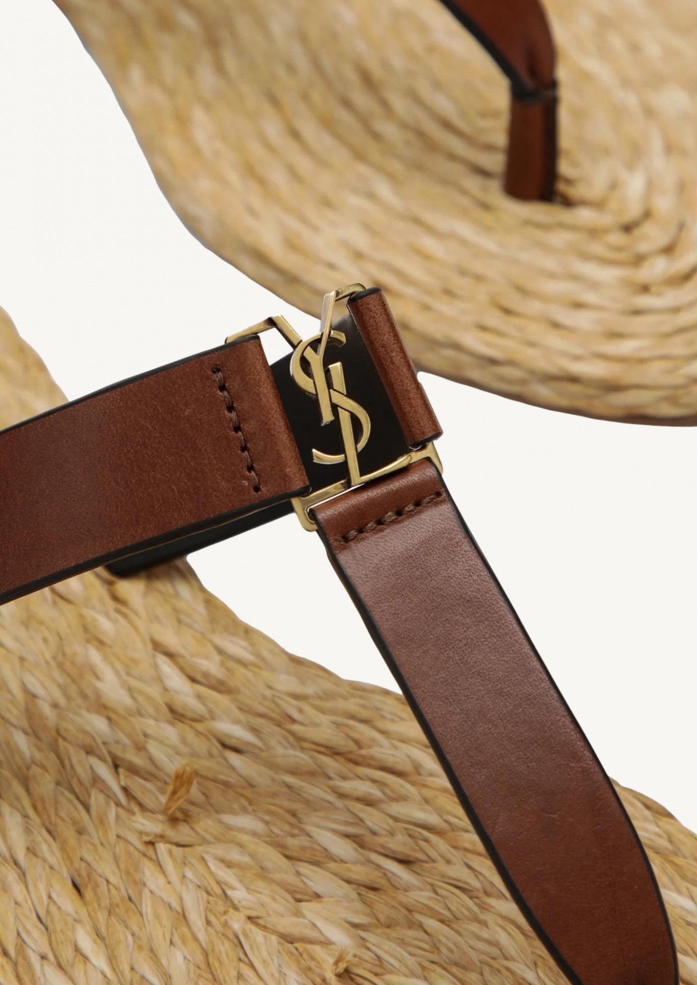 Tong à lanières en cuir Babylone Saint Laurent