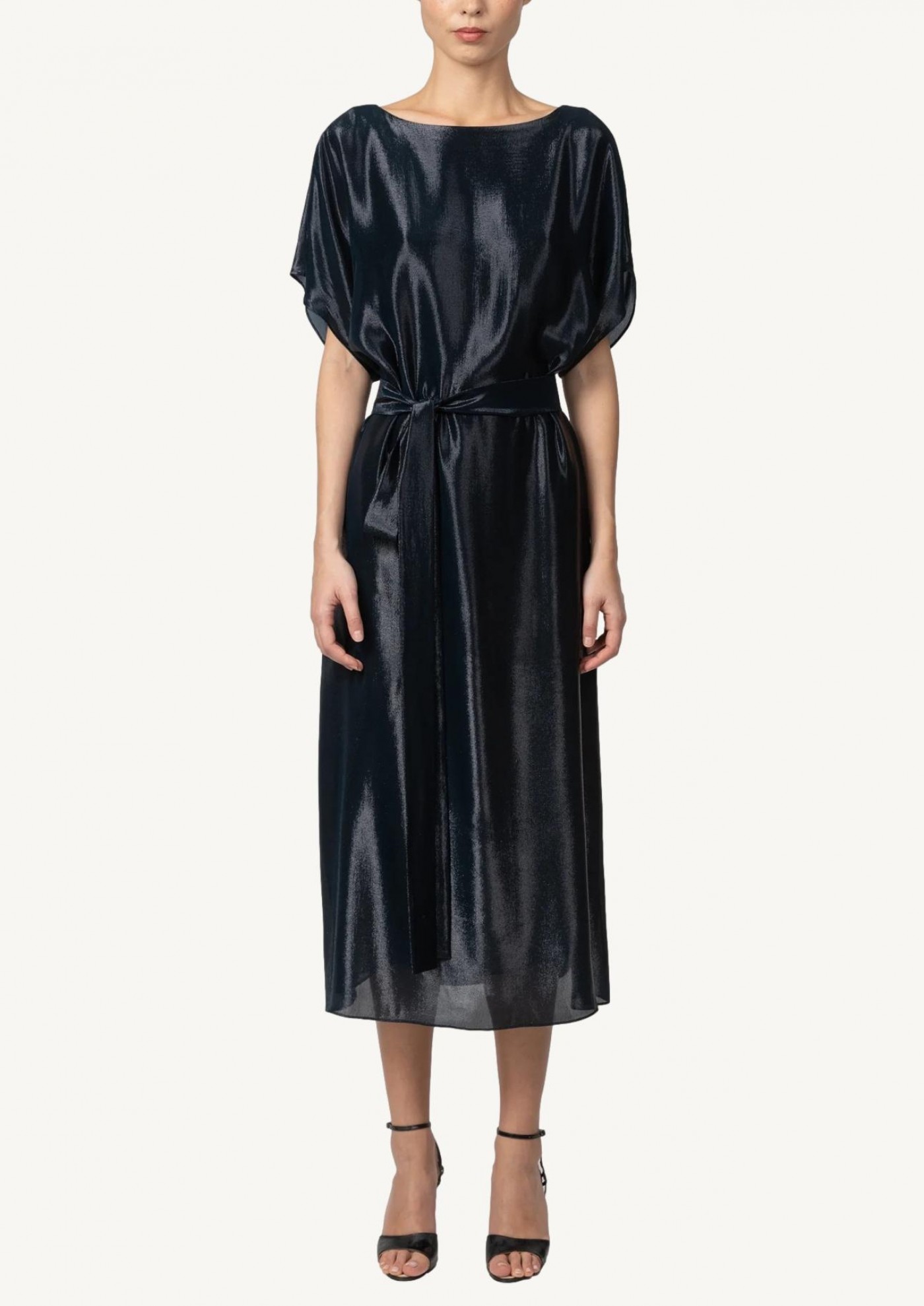 Goldaming black silk and lurex kimono dress