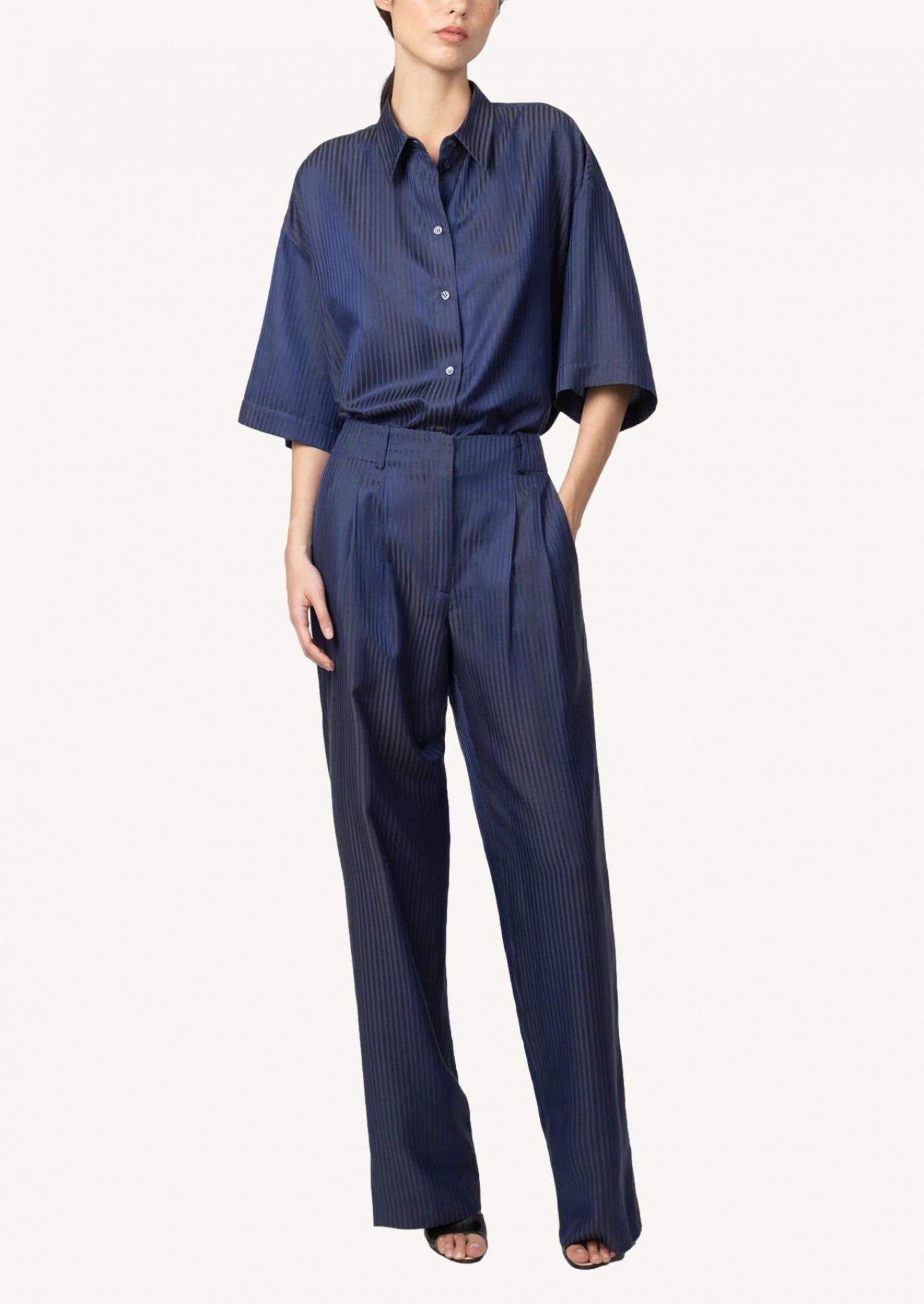 Stafford navy short-sleeved shirt