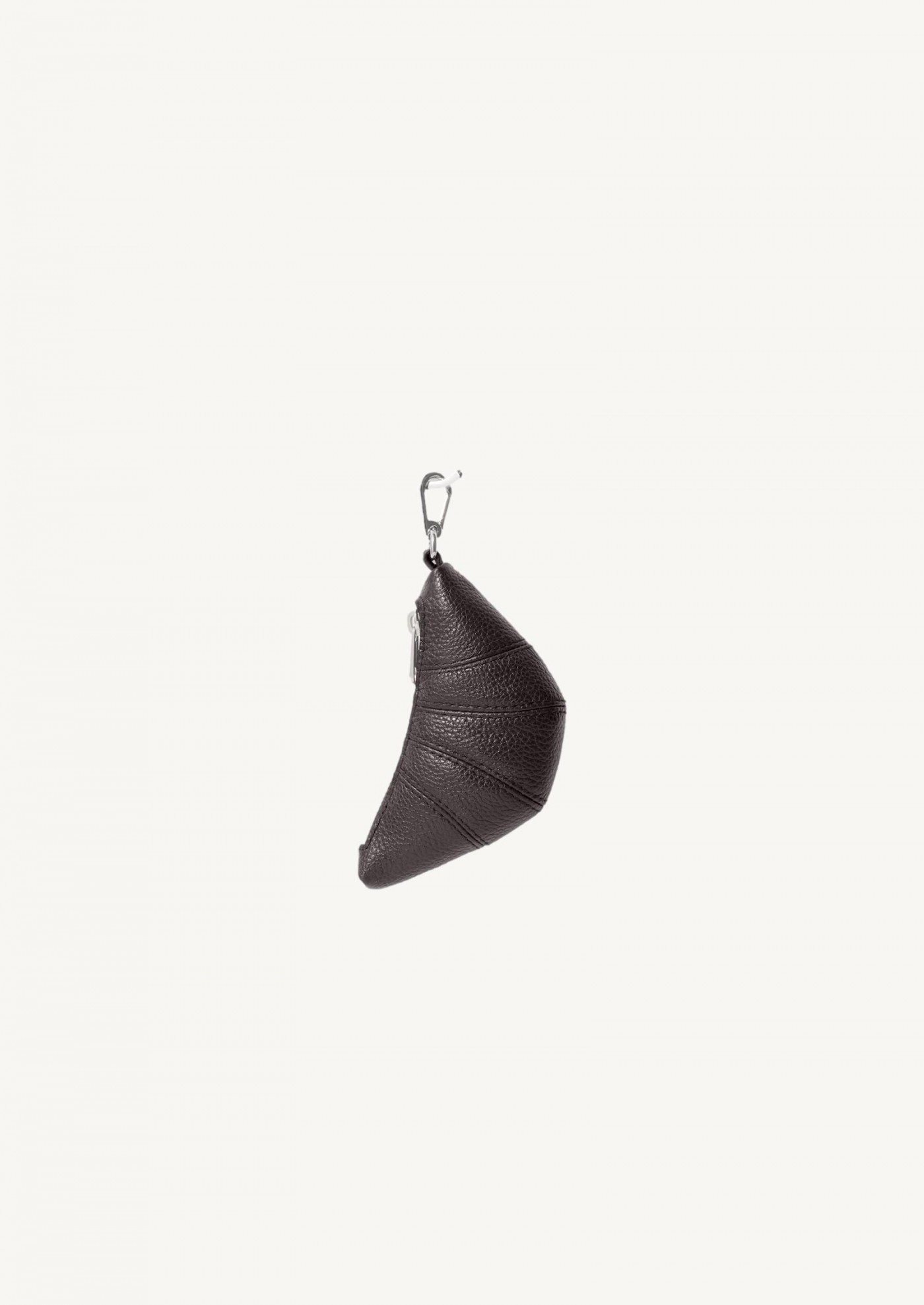PORTE-CLÉS CROISSANT MINI EN CUIR DARK CHOCOLATE