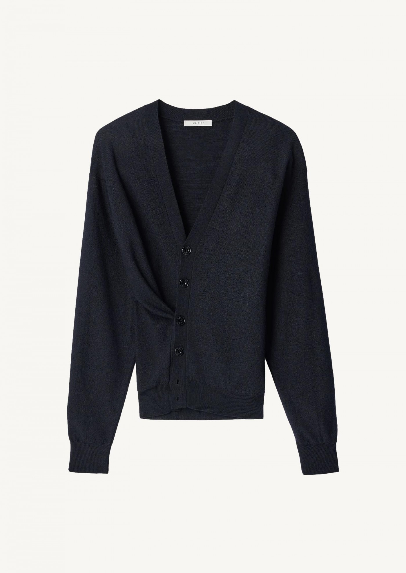 RELAXED TWISTED CARDIGAN IN MERINO BLEND BLACK