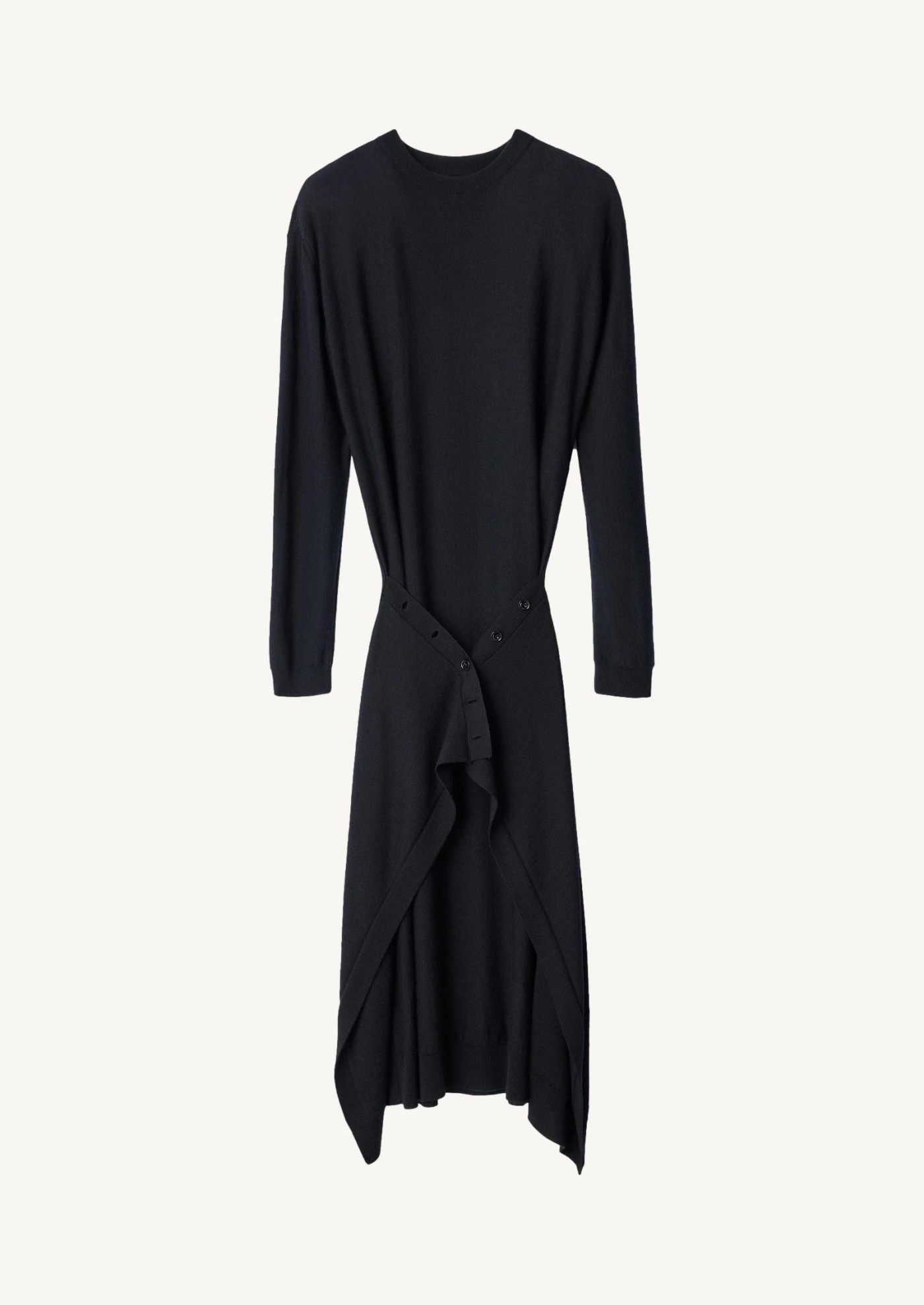 BLACK MIXED MERINO WOOL BUTTON-UP DRESS Lemaire