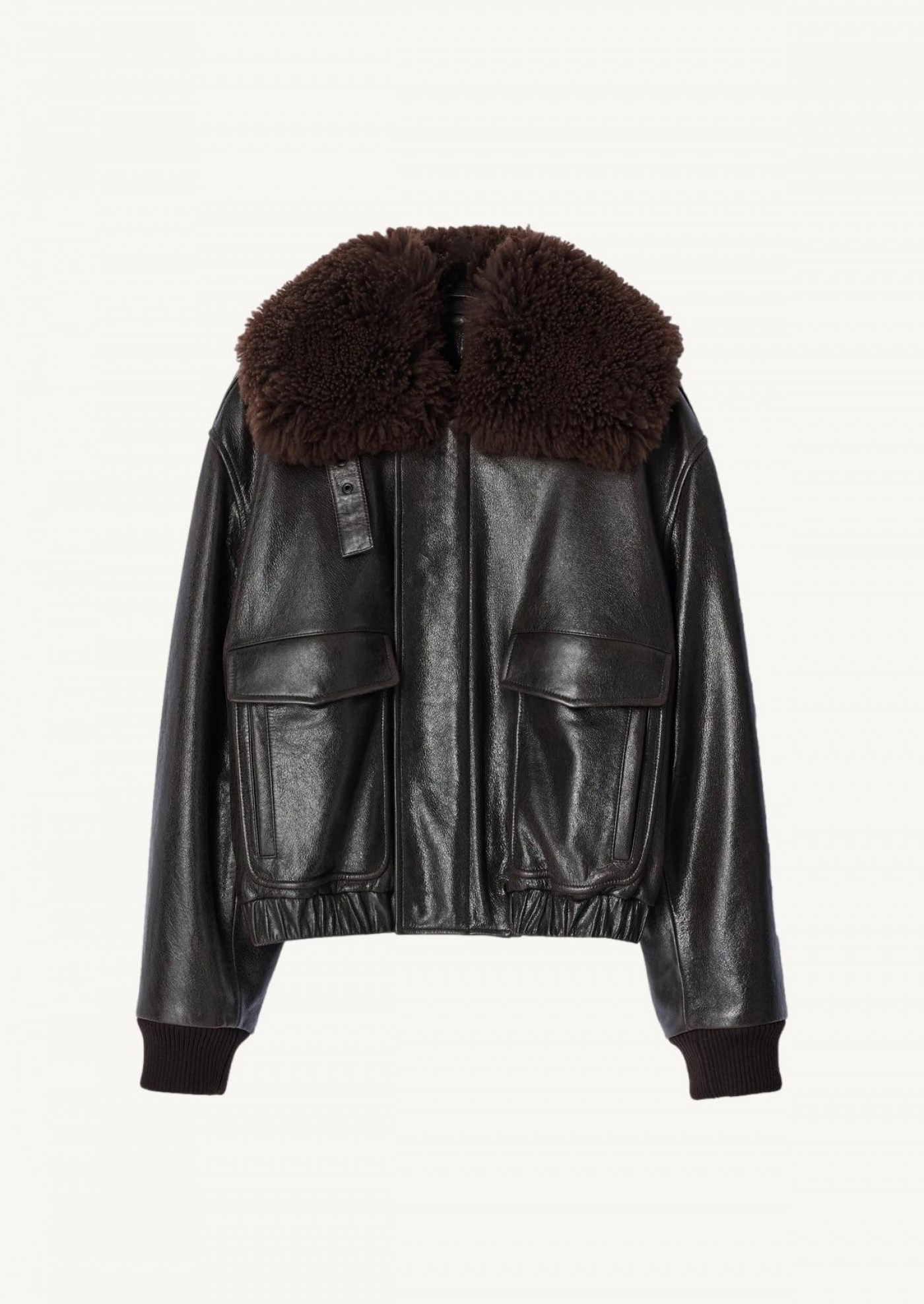 GLOSSY LEATHER AVIATOR JACKET Lemaire