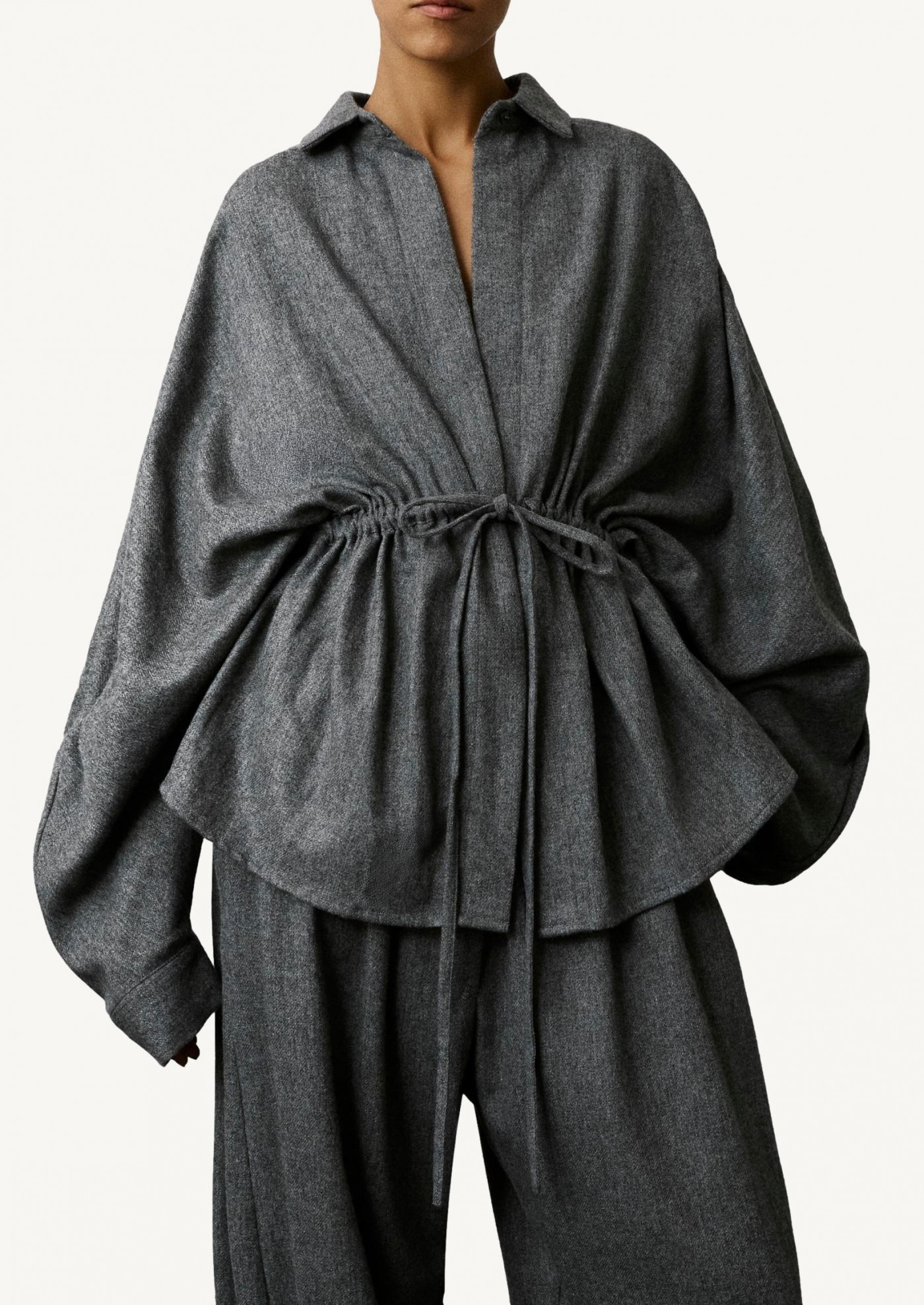 DALIDA GREY LIGHT Wool and Flannel Shirt The Latest