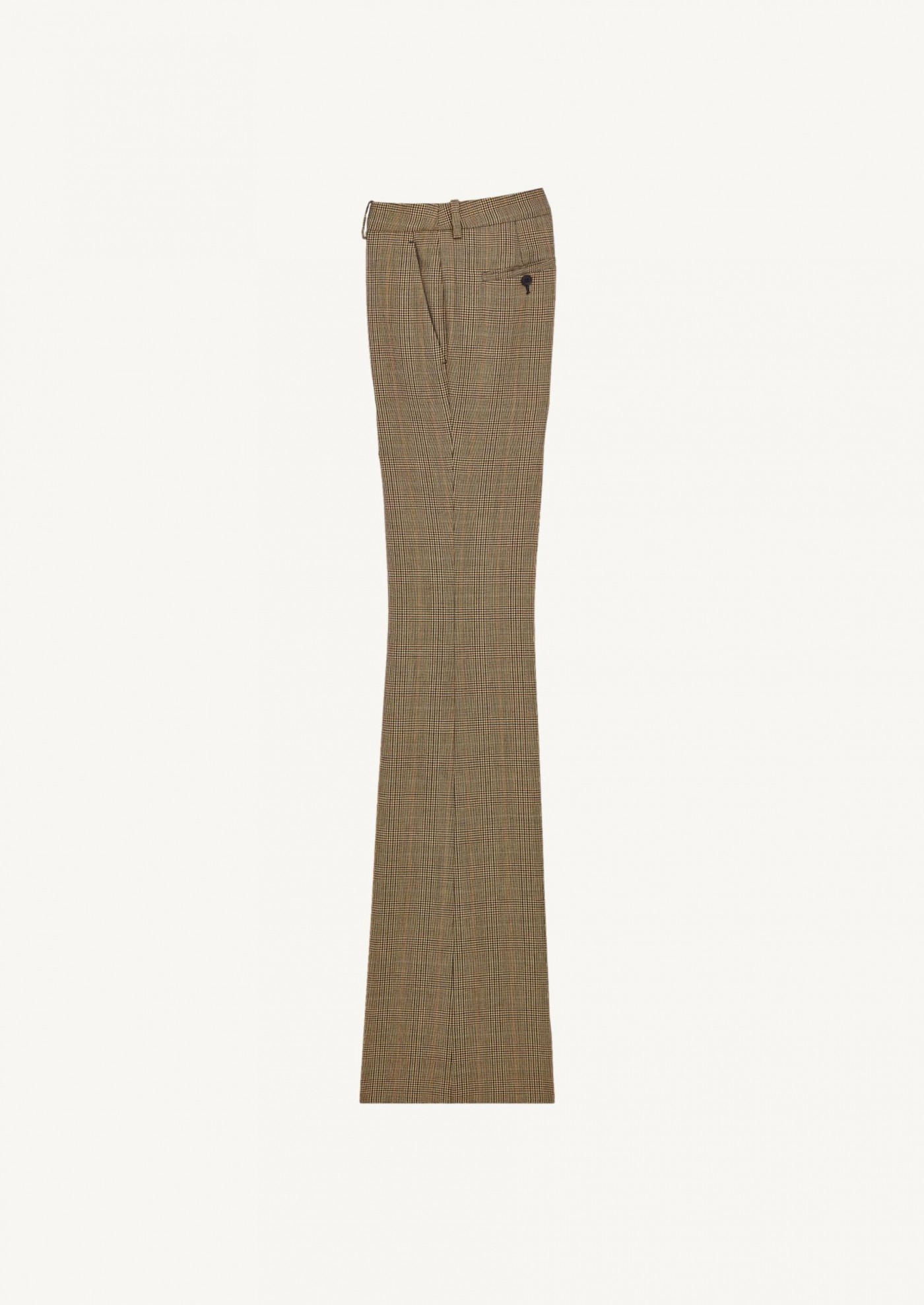 flared pants in puppytooth prince of wales wool
