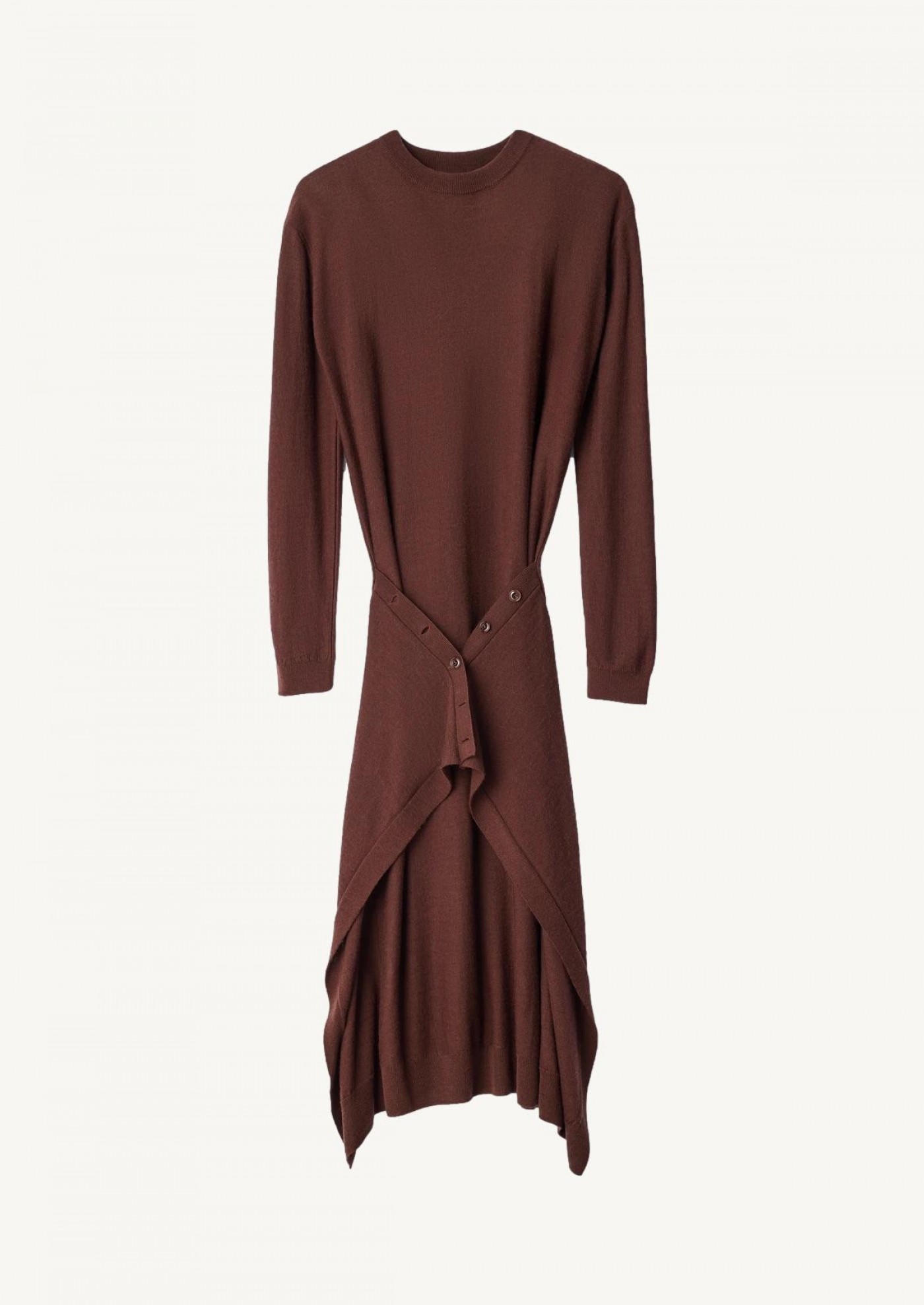 BUTTONED DRESS IN MERINO WOOL BLEND ACAJOU