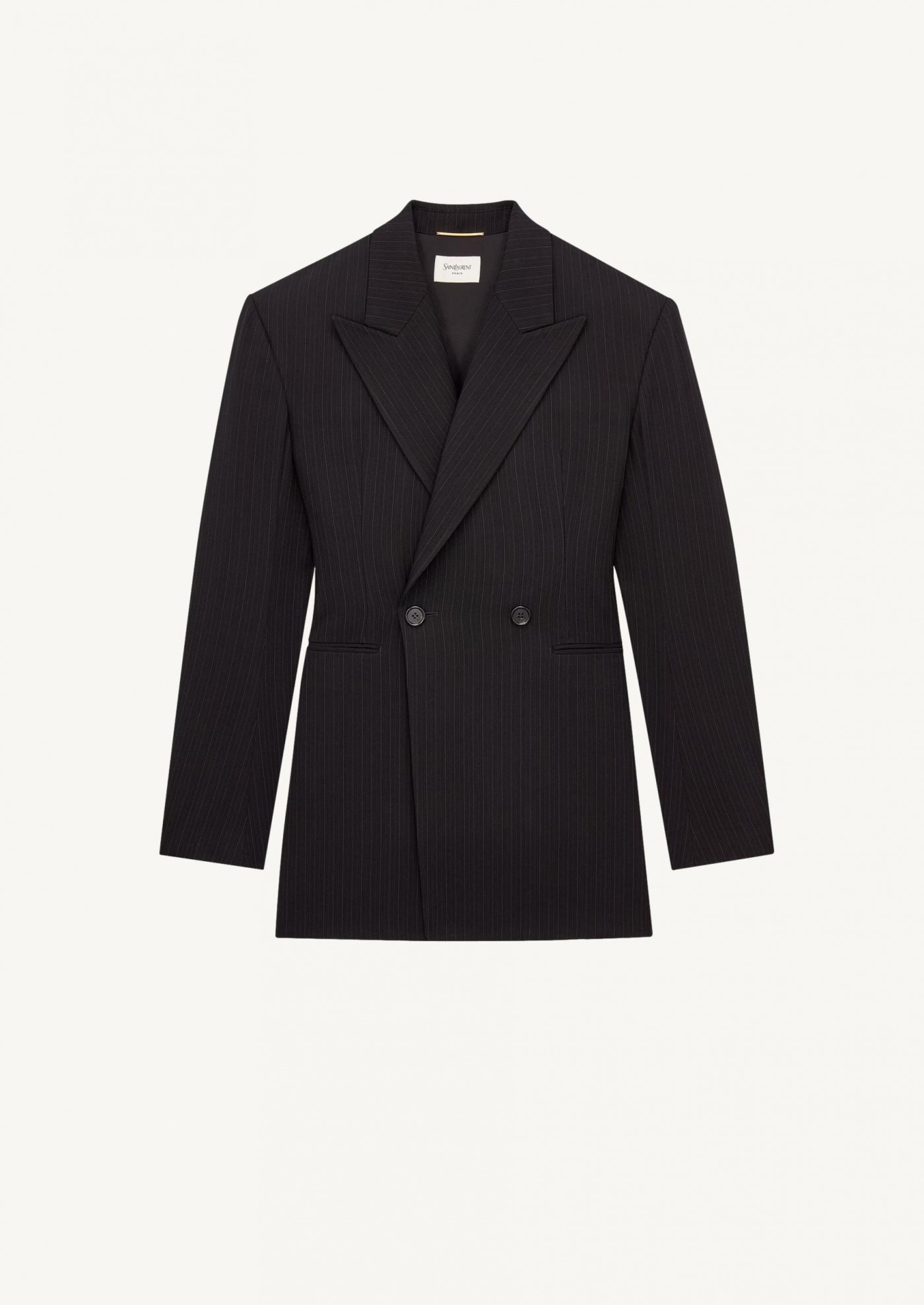 Veste à boutonnage simple en laine mélangée à fines rayures