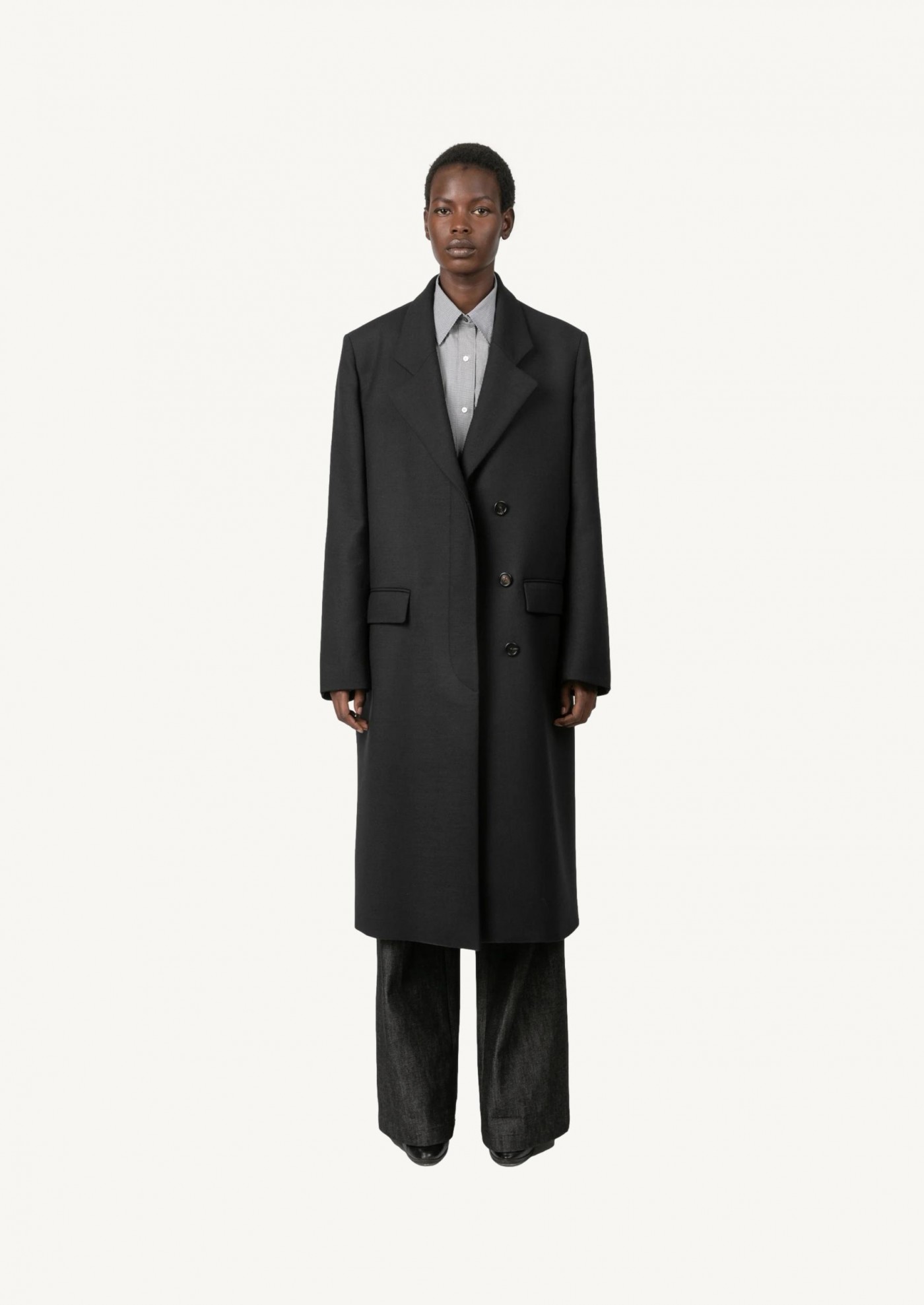Manteau structuré en crêpe de laine MARTIN