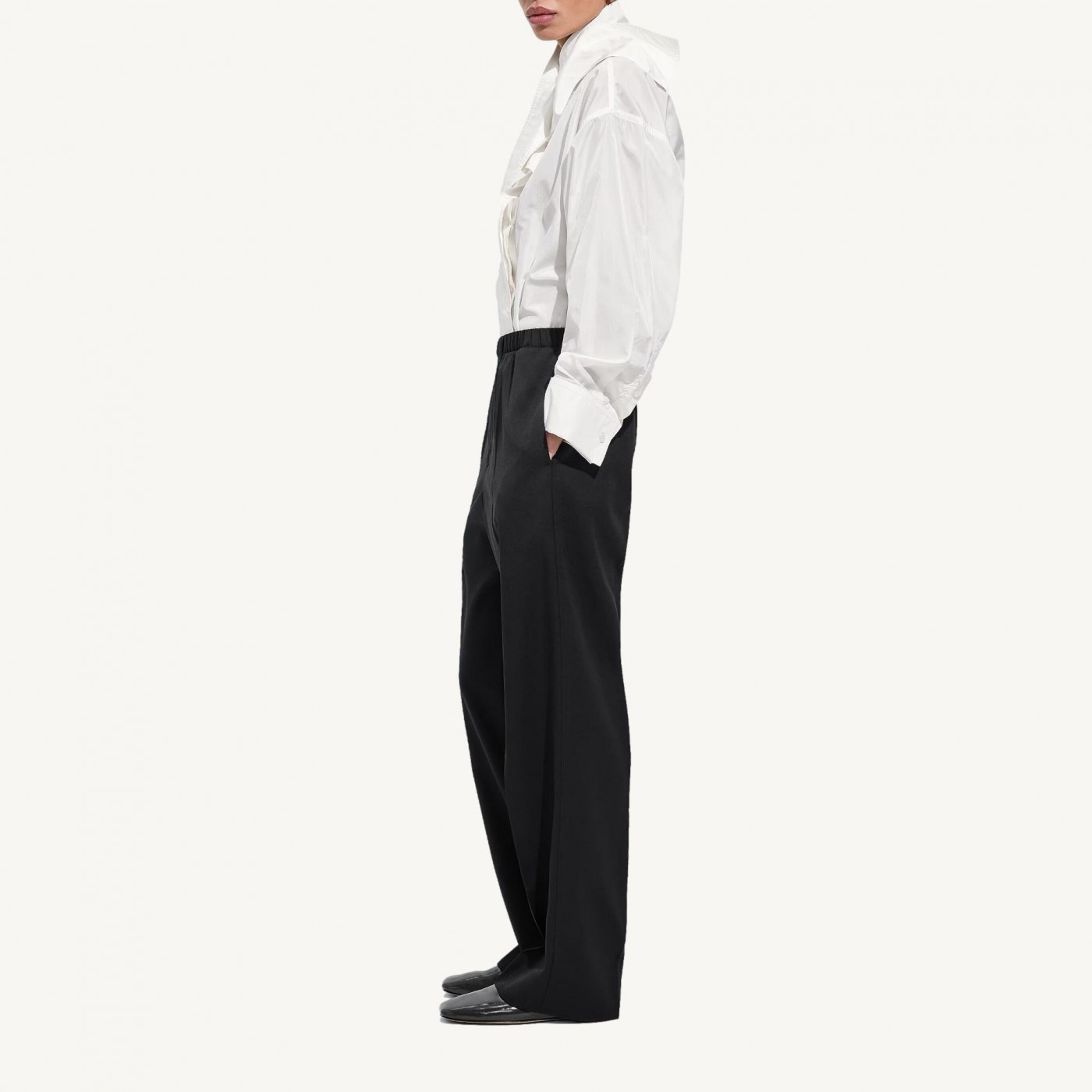 PANTALON EN LAINE GRAIN DE POUDRE