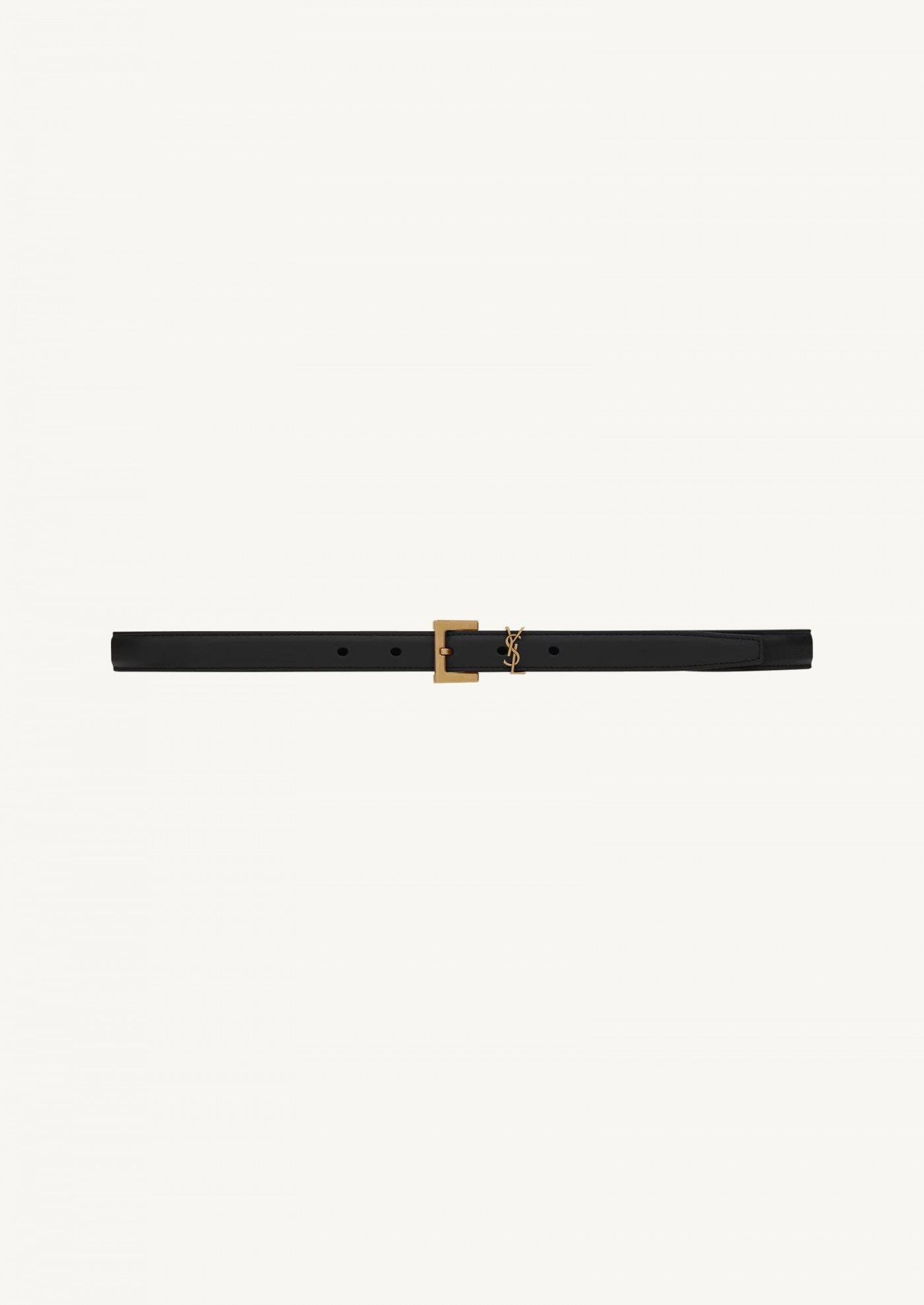 CASSANDRE SLIM BELTSMOOTH LEATHER, BLACK/SILVER Saint Laurent
