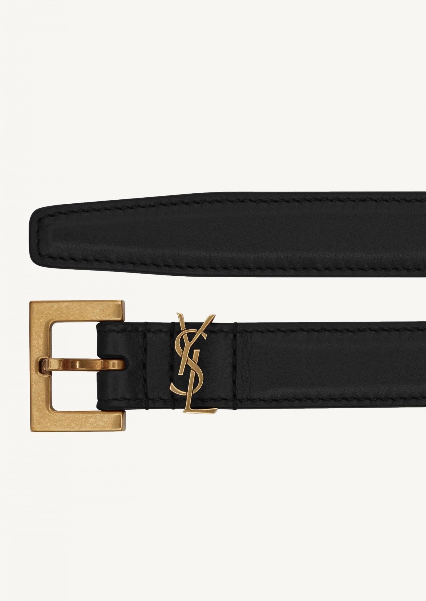 CEINTURE CASSANDRE FINE CUIR LISSE 2CM NERO/GOLD