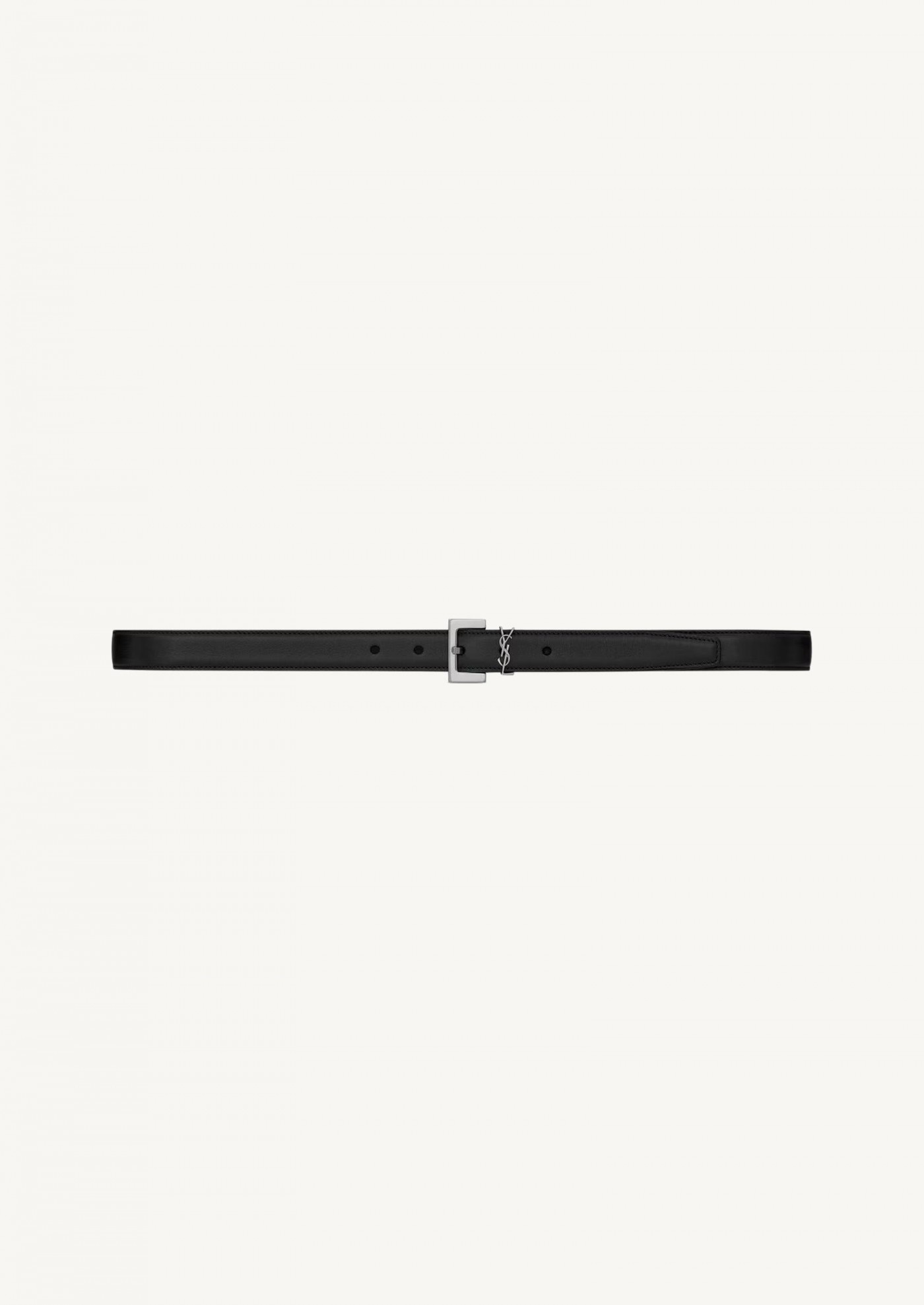 CASSANDRE SLIM BELTSMOOTH LEATHER, BLACK/SILVER Saint Laurent