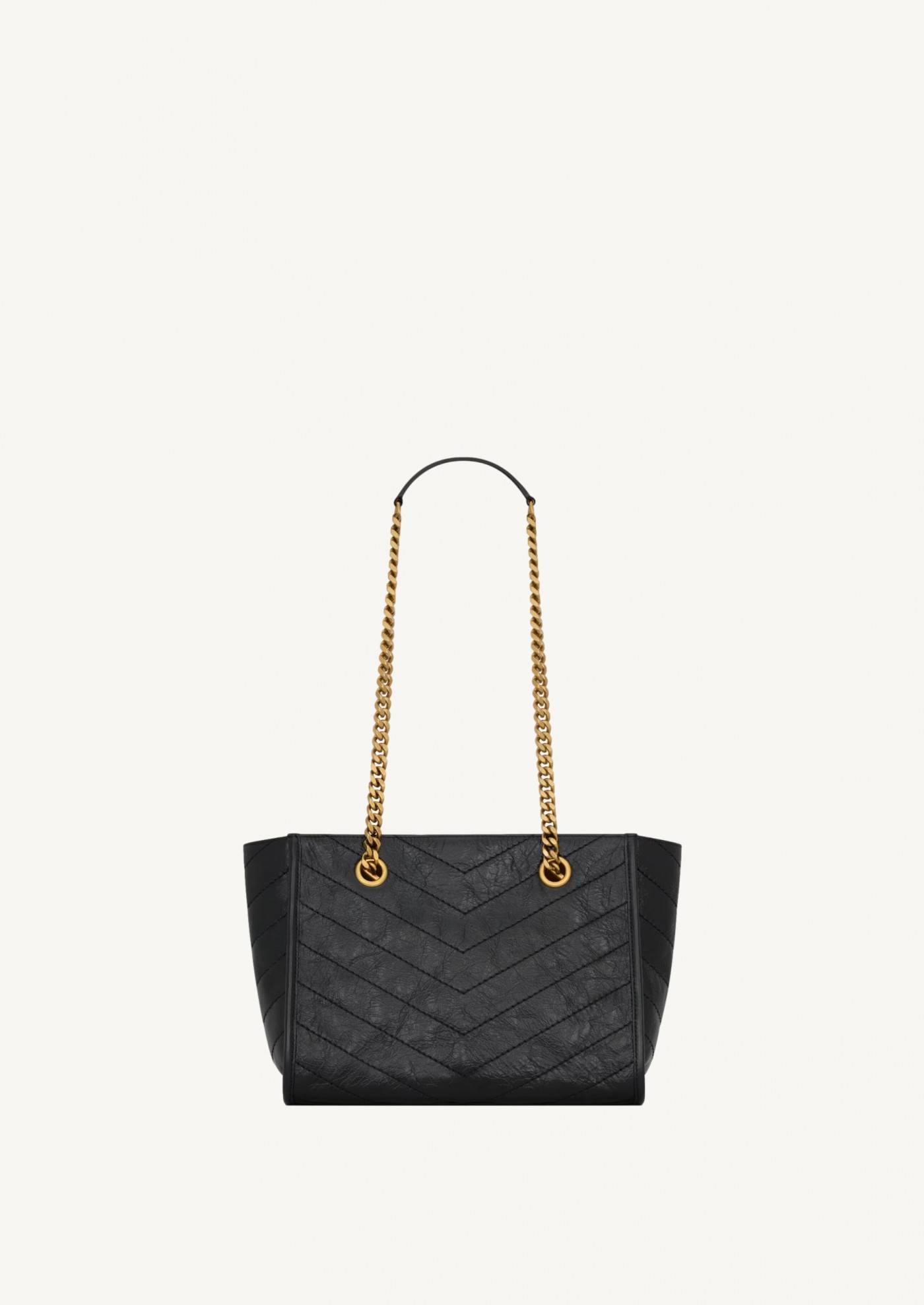 NIKI SMALL SHOPPING BAG IN BLACK VINTAGE LEATHER