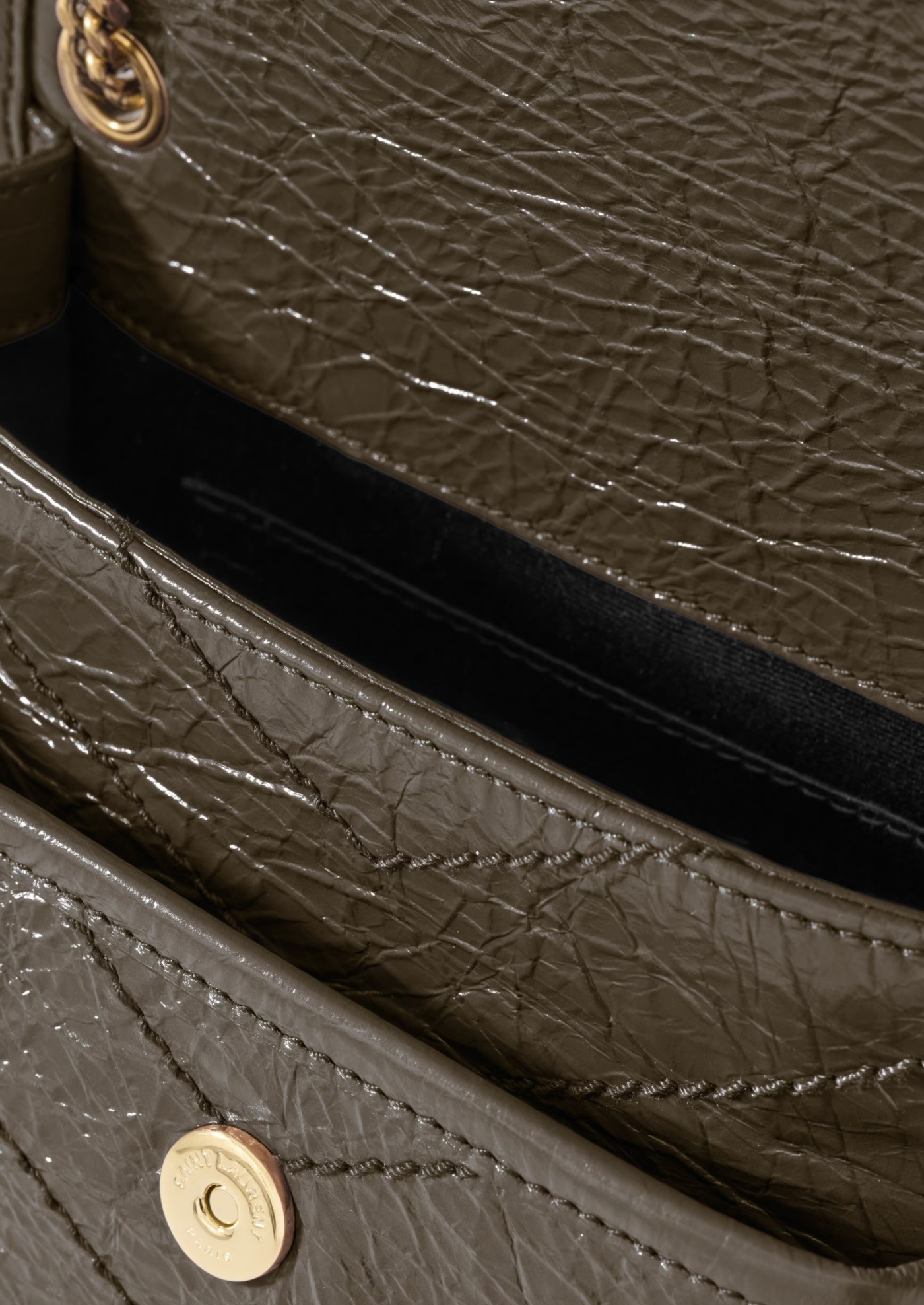 NIKI BABY VINTAGE LEATHER KHAKI Saint Laurent