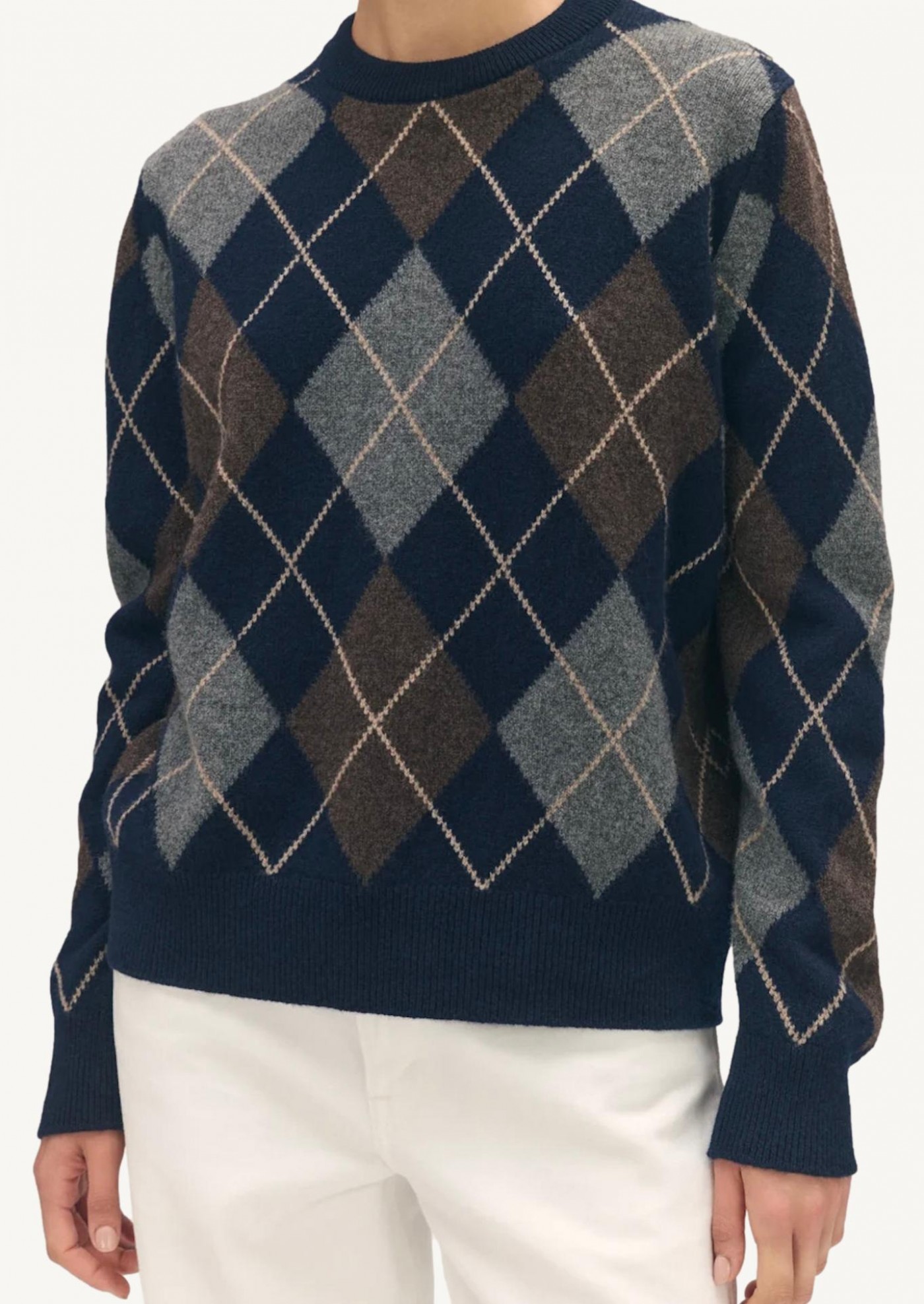 PULL AVA ARGYLE CREWNECK NAVY-BROWN