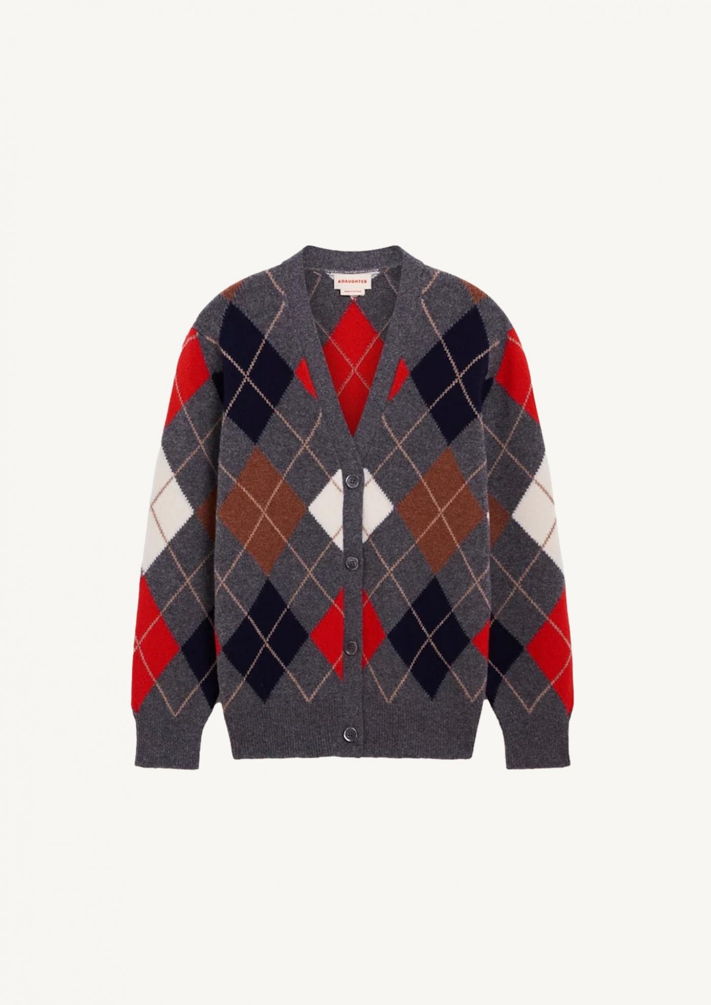Le cardigan Ava GRIS ROUGE BLANC