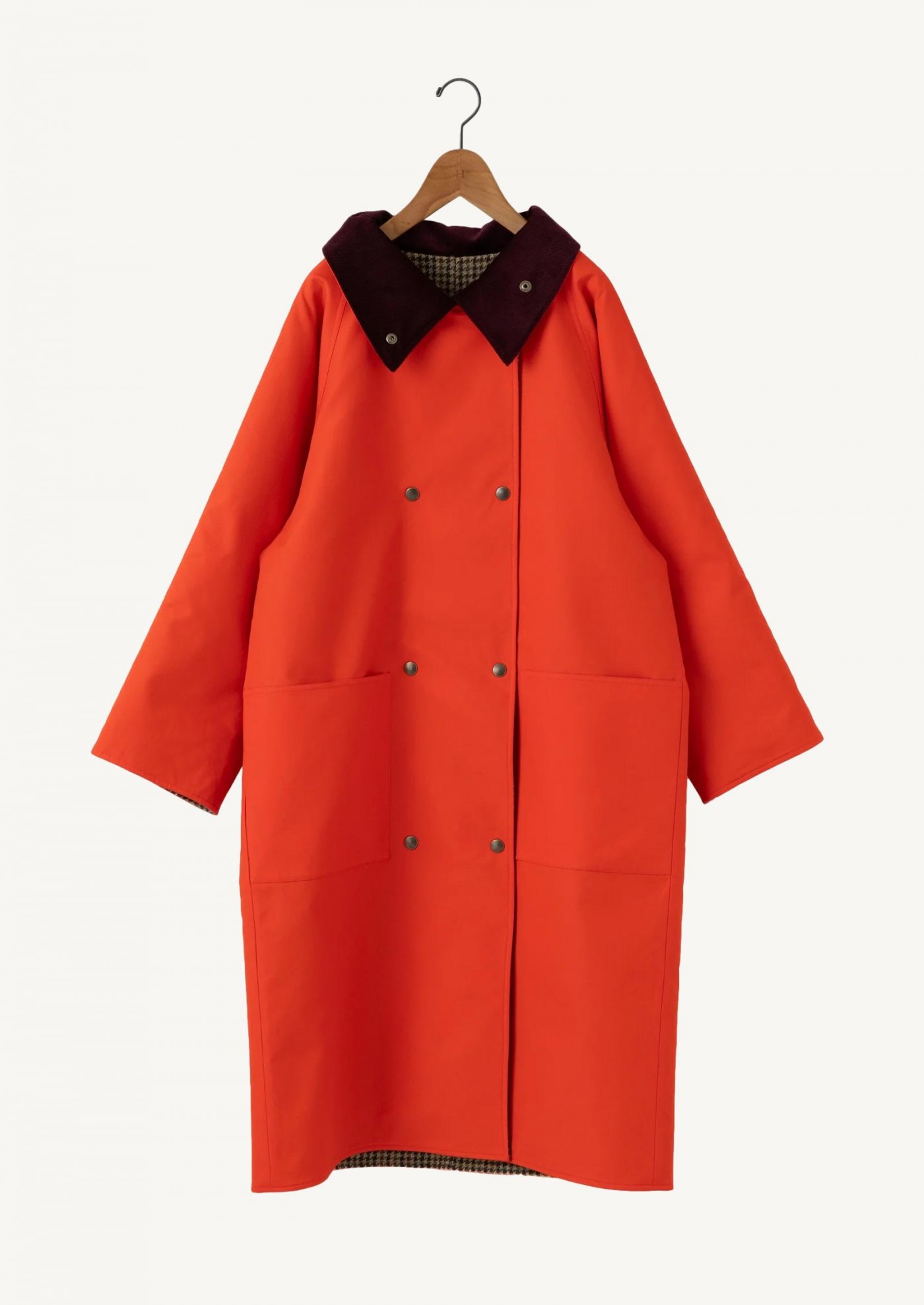 Trench-coat en velours à col britannique Rouge