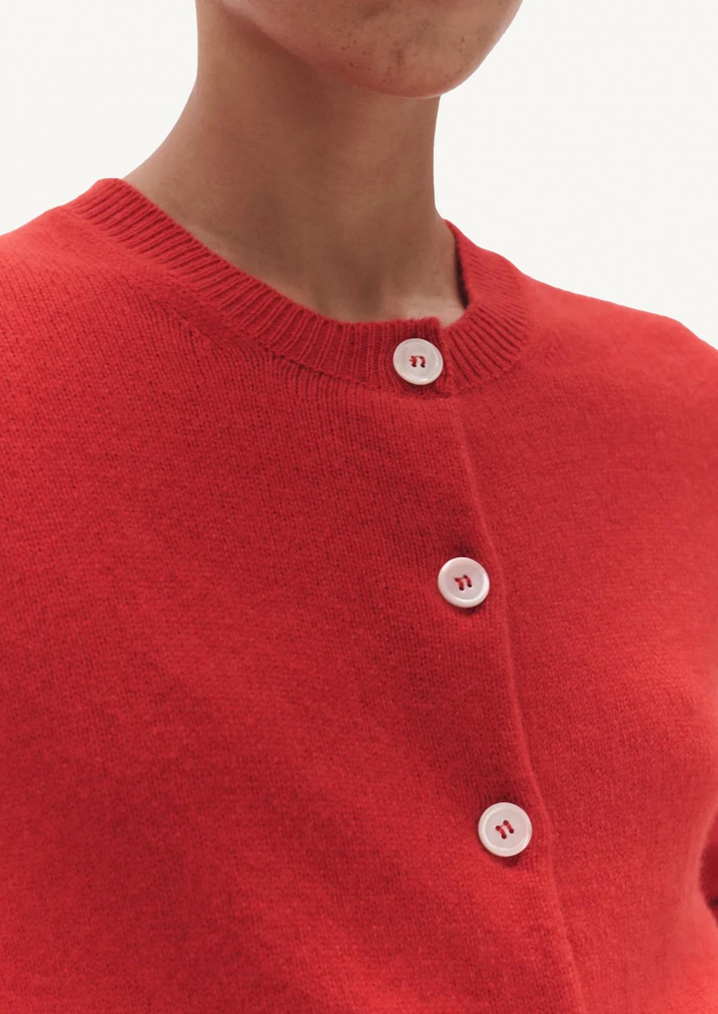 CARDIGAN ADA CREWNECK RED POPPY And Daughter