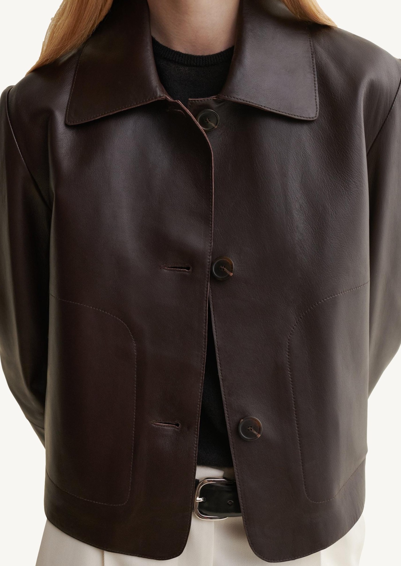 Veste Emy classique en cuir Marron