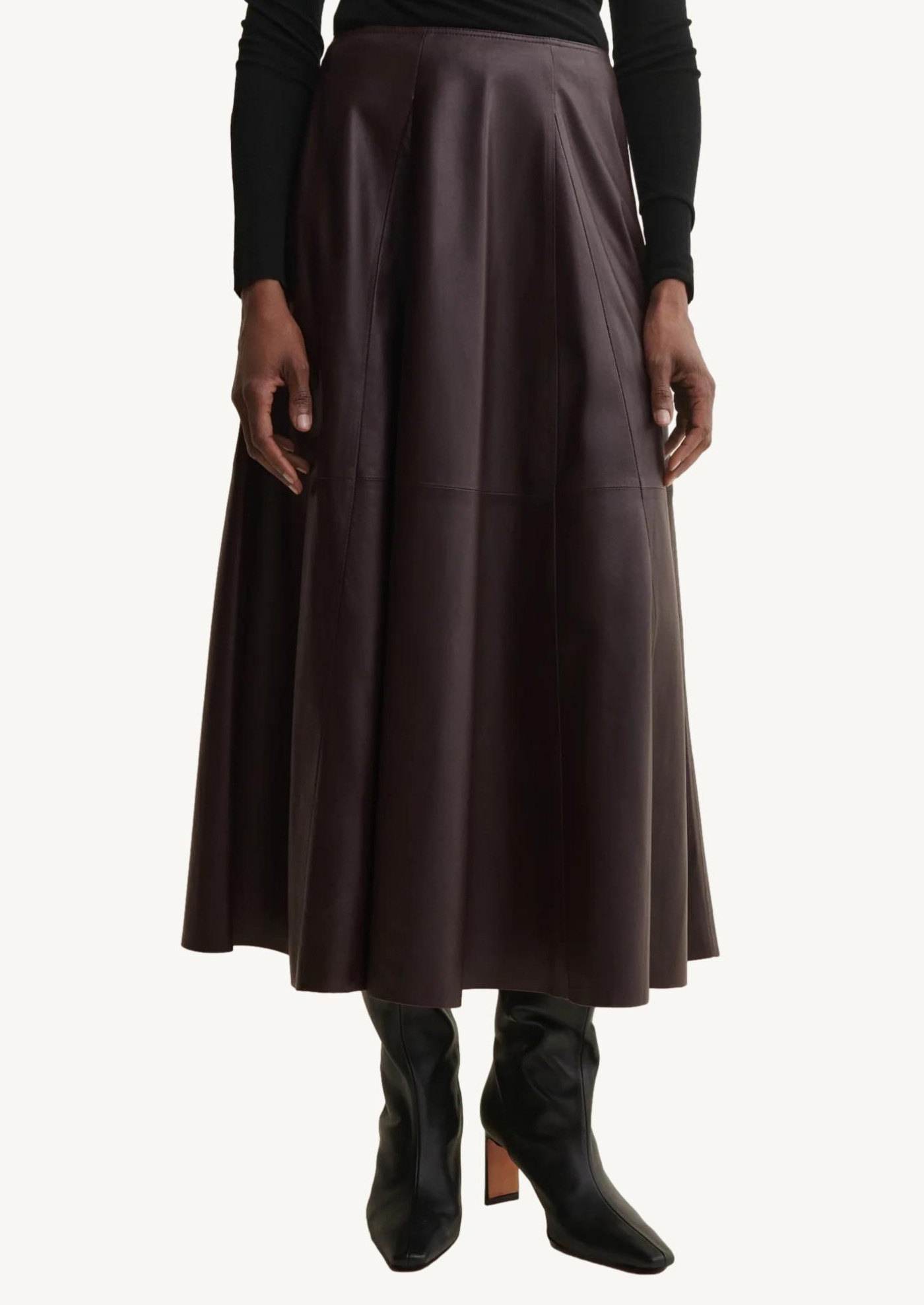 Jupe Eleni plissée en cuir Marron