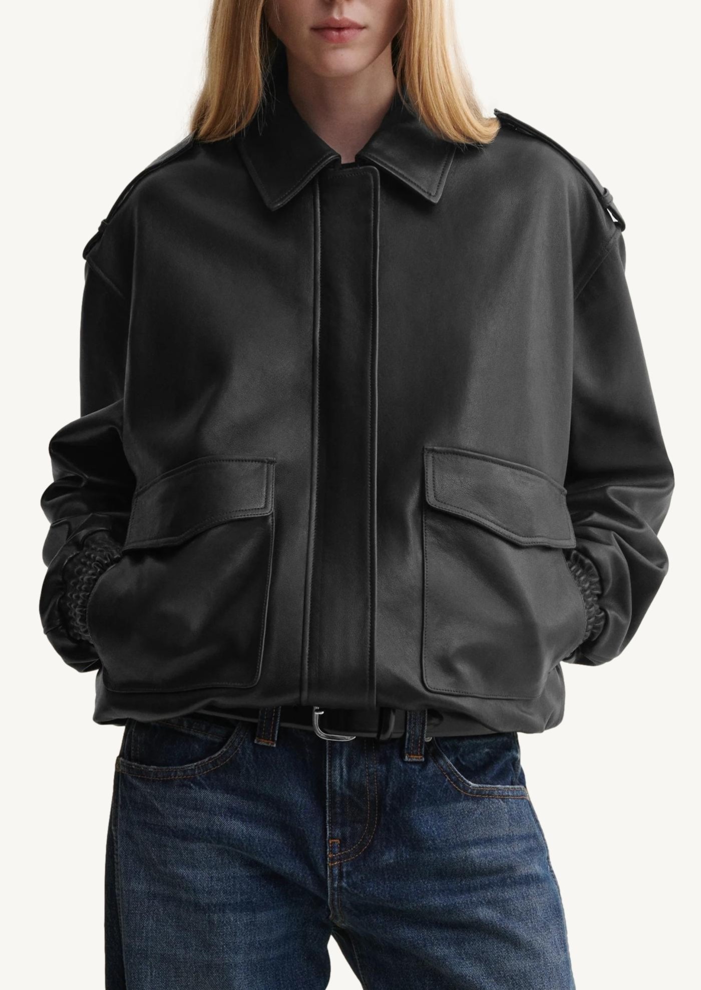 Veste Astra bomber en cuir Noir