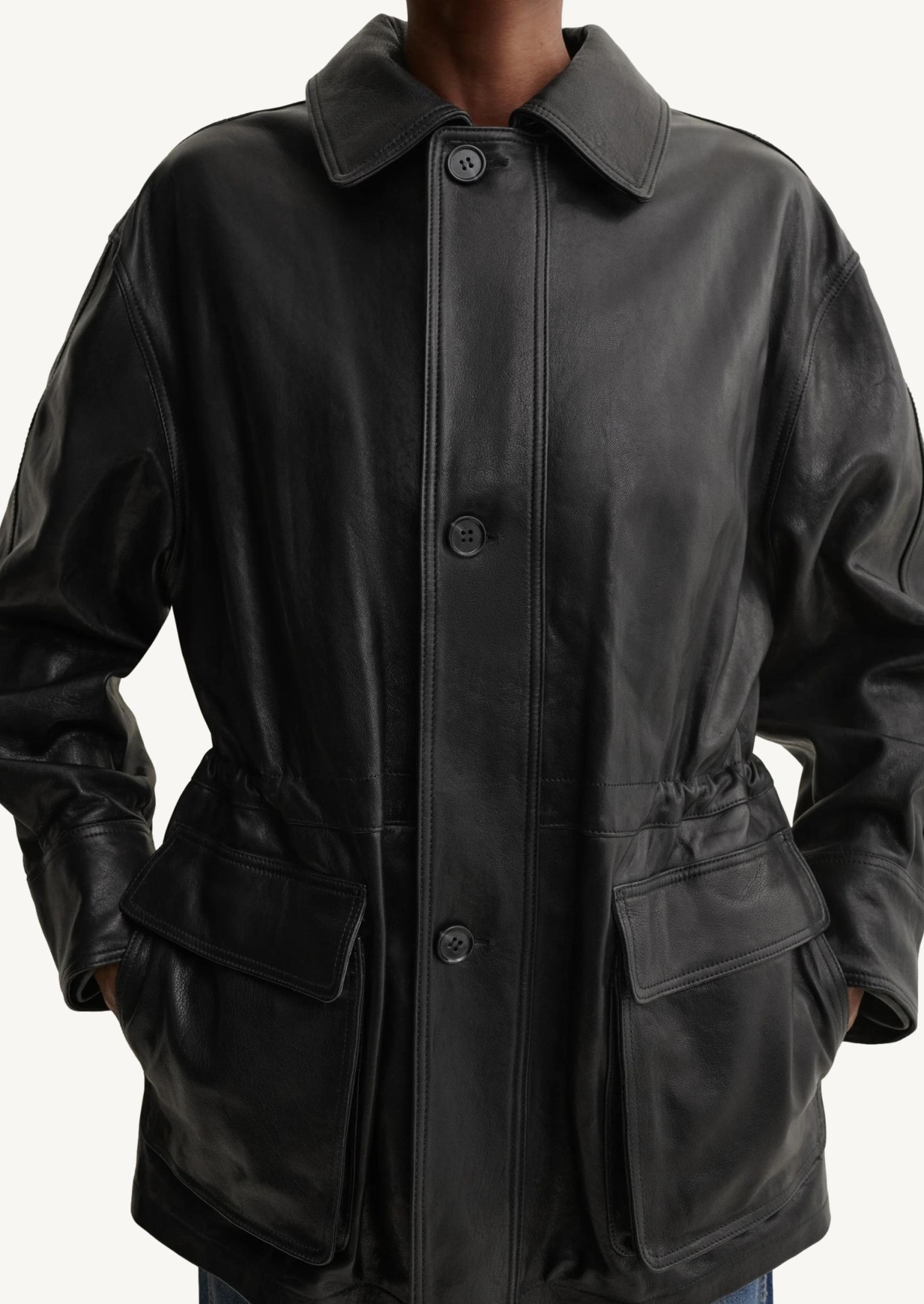 Veste de terrain Maeve en cuir Noir