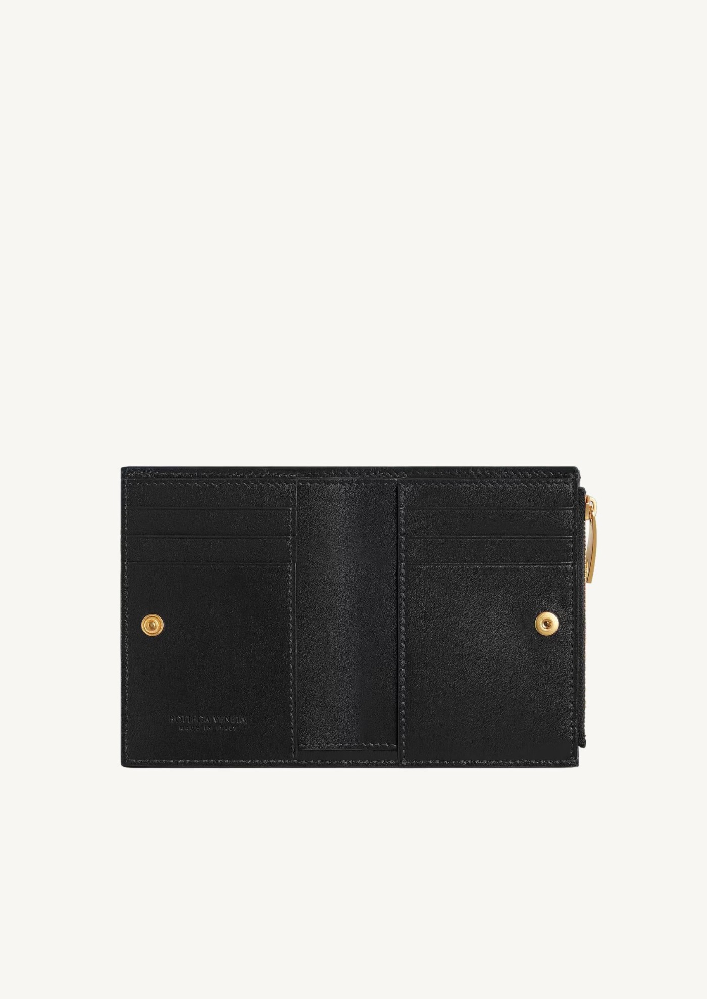Portefeuille Bi-Fold Intrecciato petit format BLACK-GOLD
