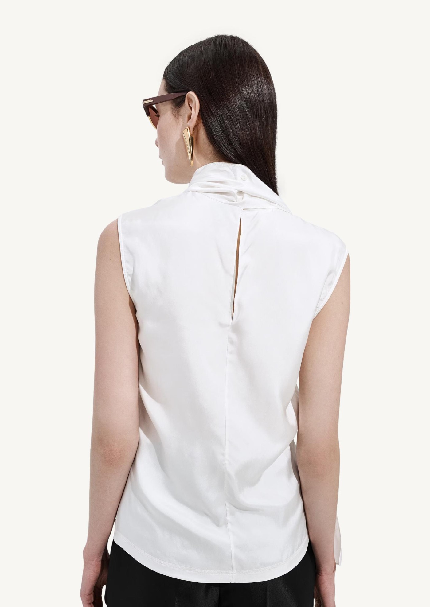 Haut en satin de soie stretch BLANC
