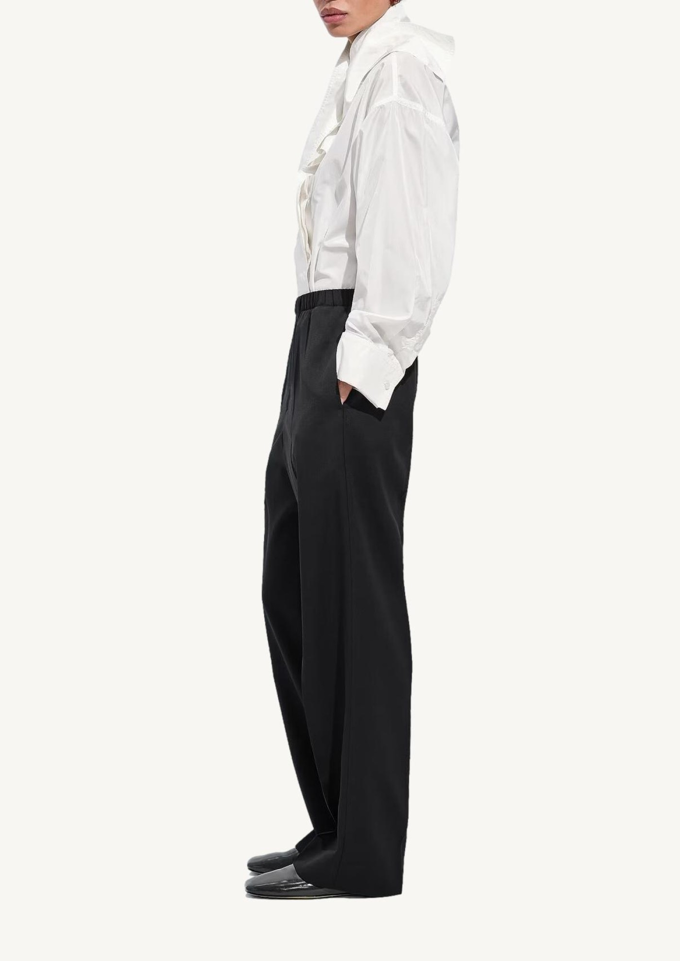 PANTALON EN LAINE GRAIN DE POUDRE